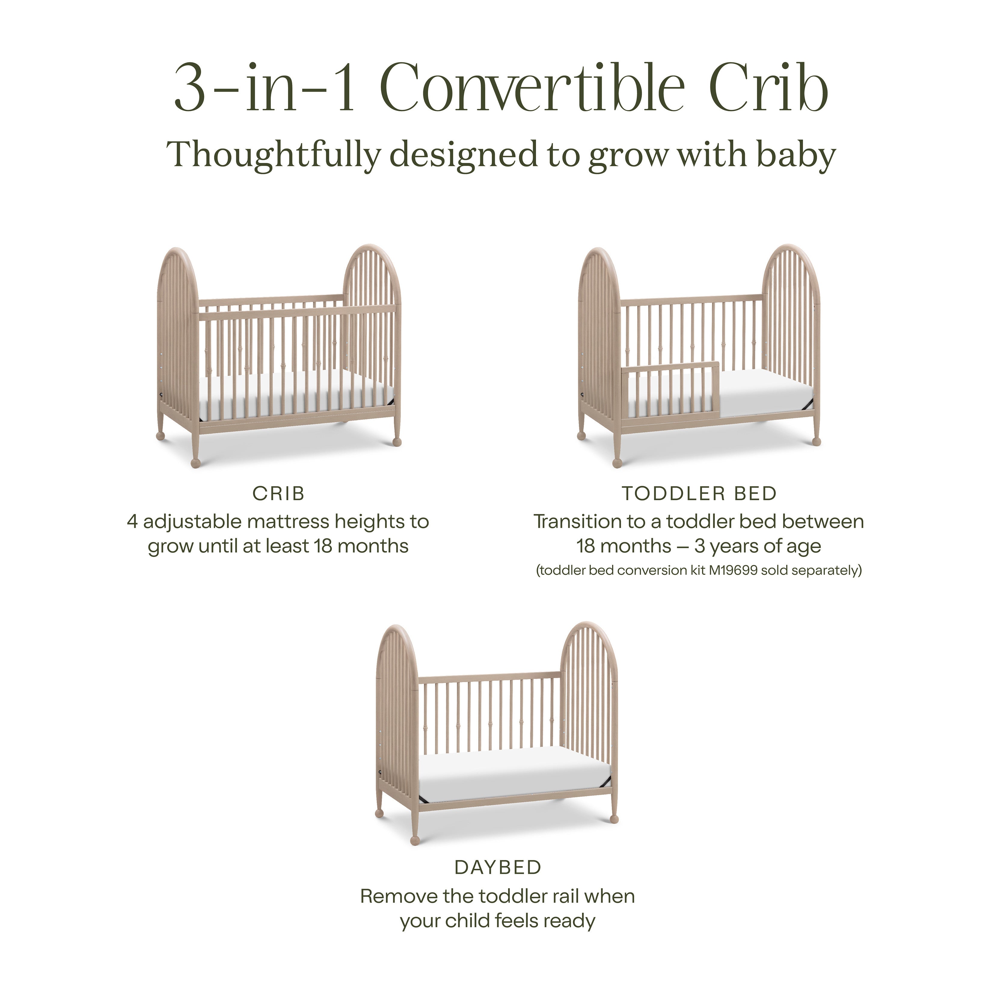 Namesake Alouette 3-in-1 Convertible Spindle Crib
