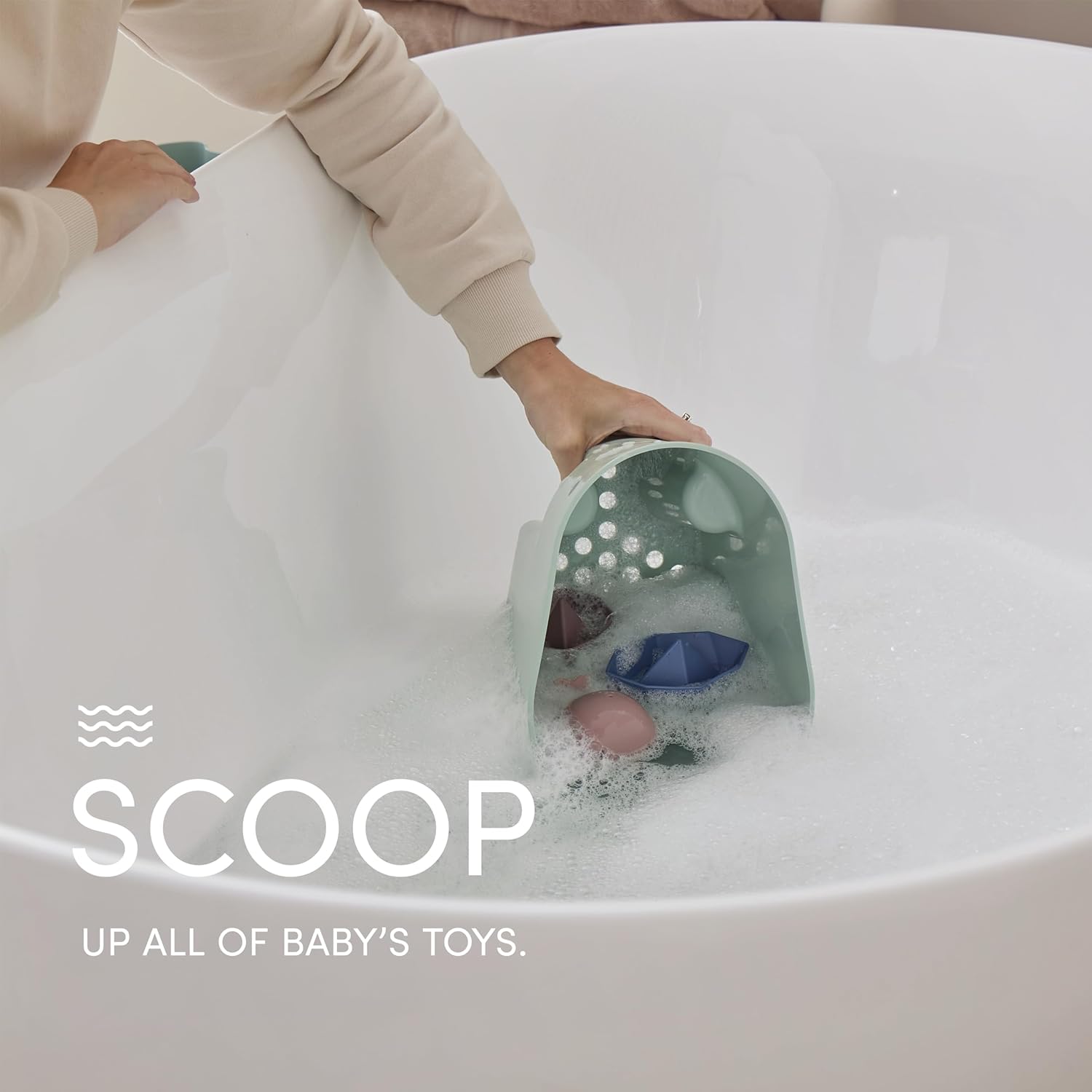 Shnuggle Baby Bathtime Essentials Bundle | Baby Bath Tub, Rinse Jug, and Ellie Bath Toy Scoop | Taupe