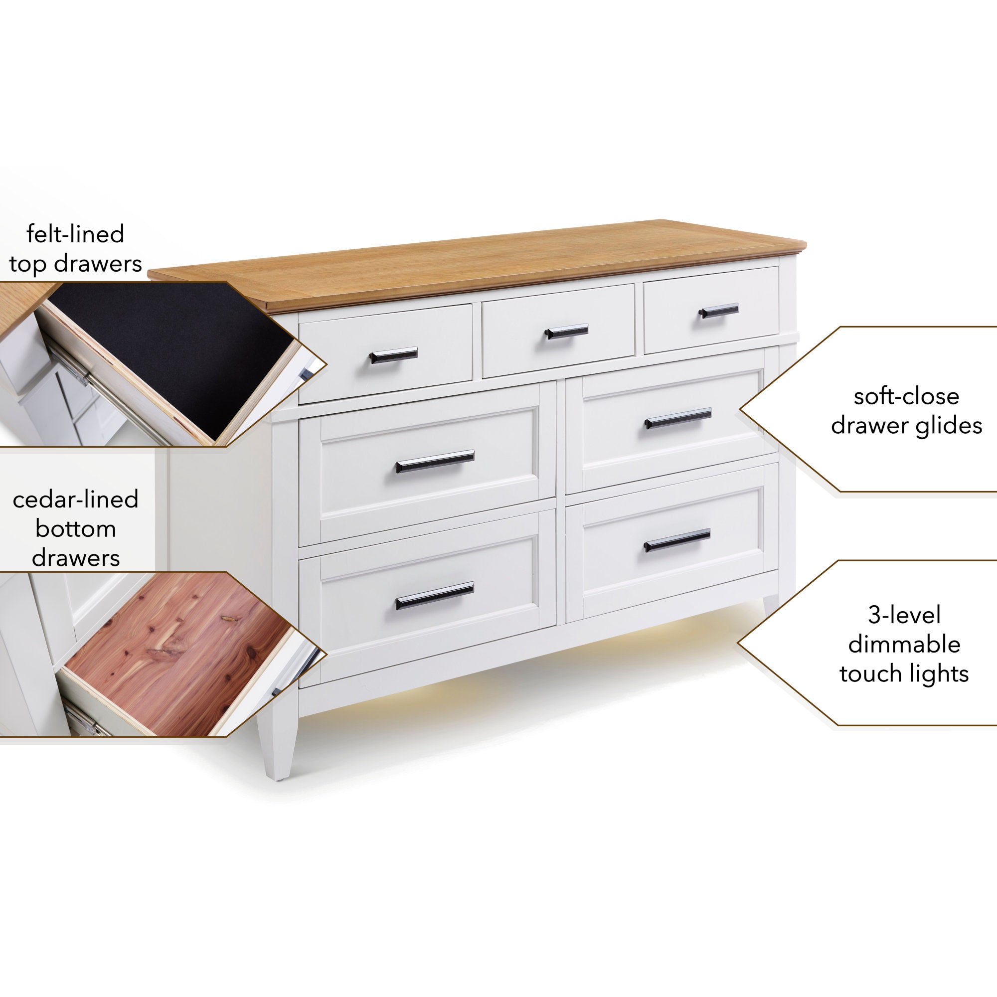 Parker House Artisan 7-Drawer Dresser with Lights