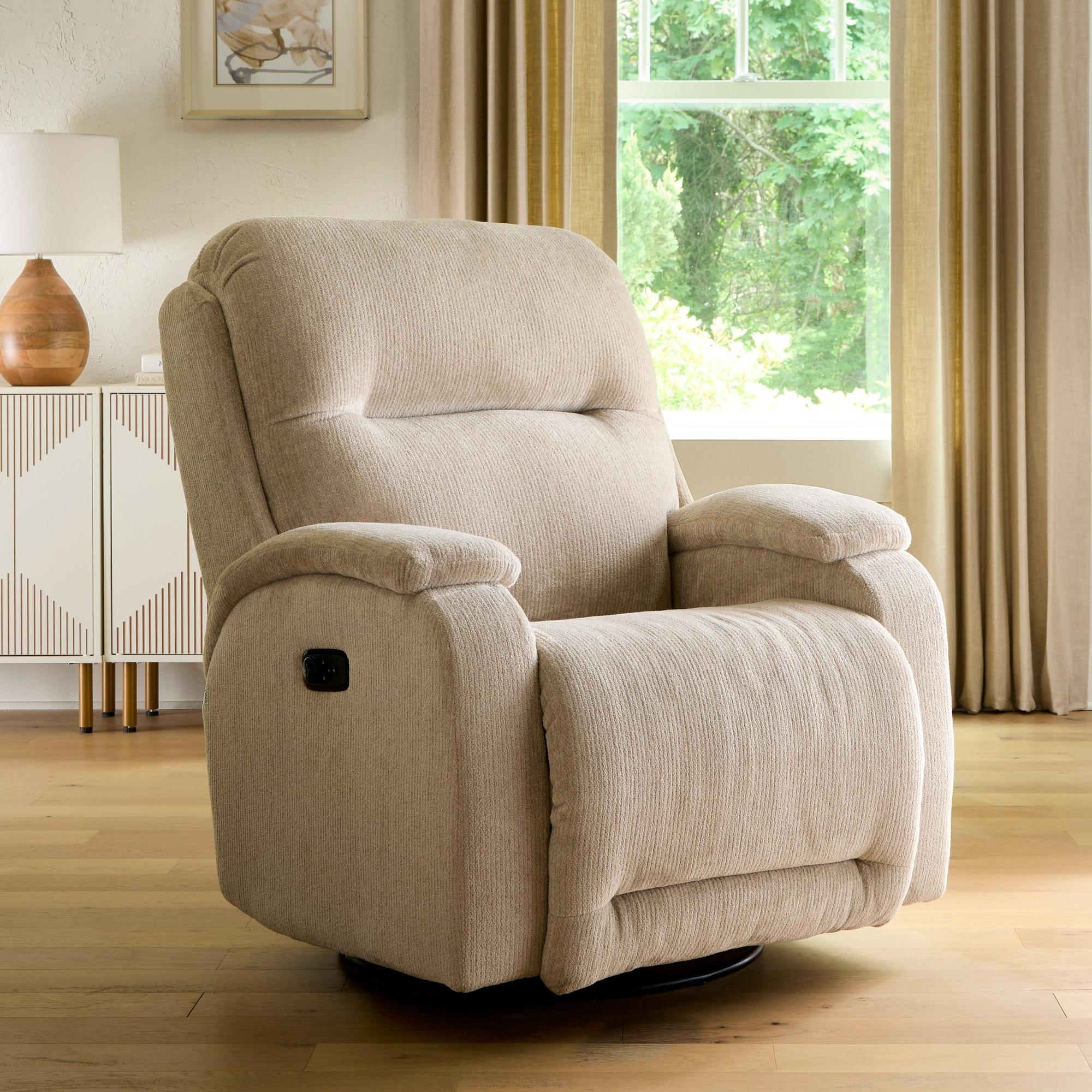 Storytime Maverly Power Cozzia Swivel Glide Recliner with Heat & Massa