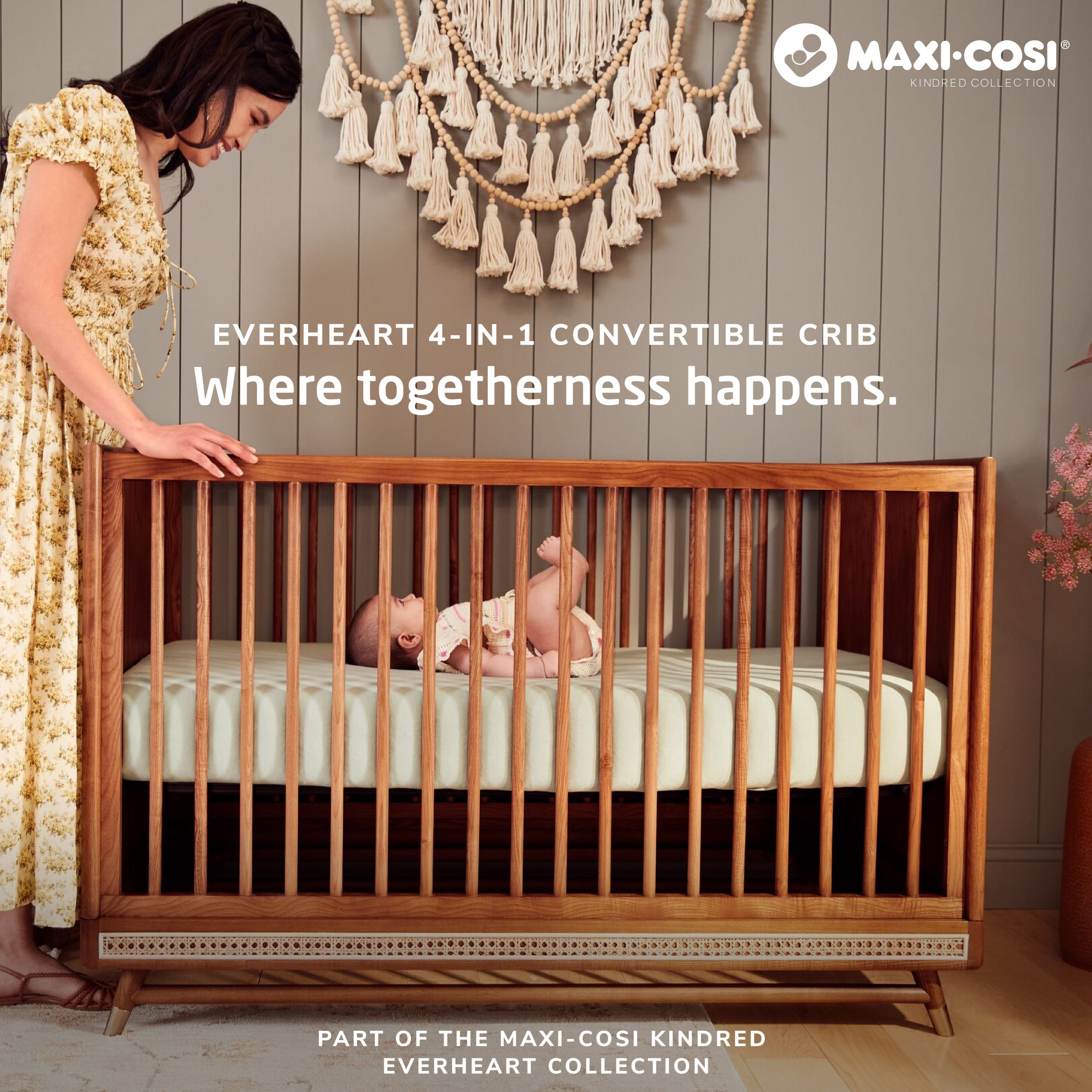 Maxi-Cosi Everheart 4-in-1 Convertible Crib with Toddler Bed/Daybed Conversion Kit