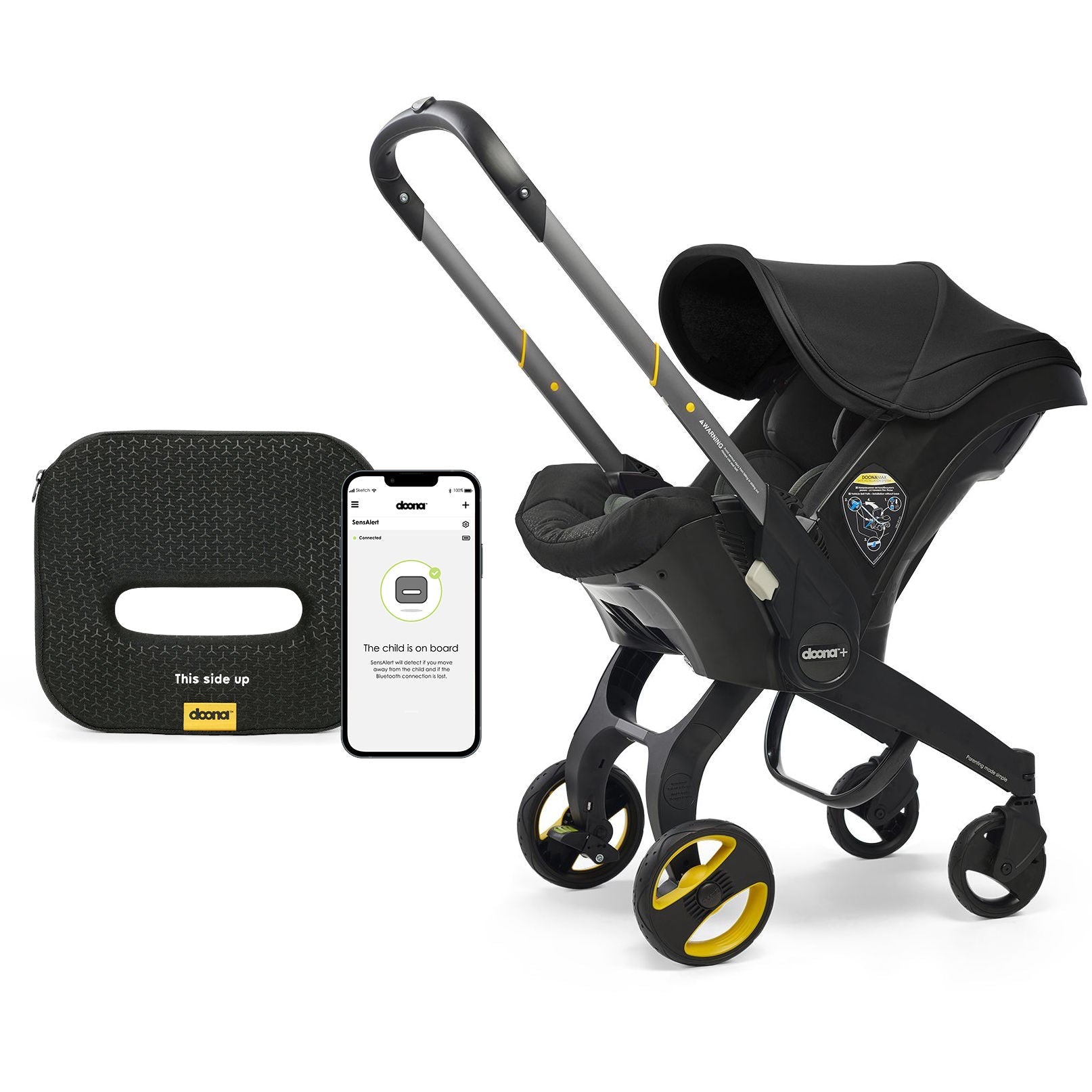 how tall is doona stroller Doona Infant Car Seat + Stroller with Sensalert Bundle