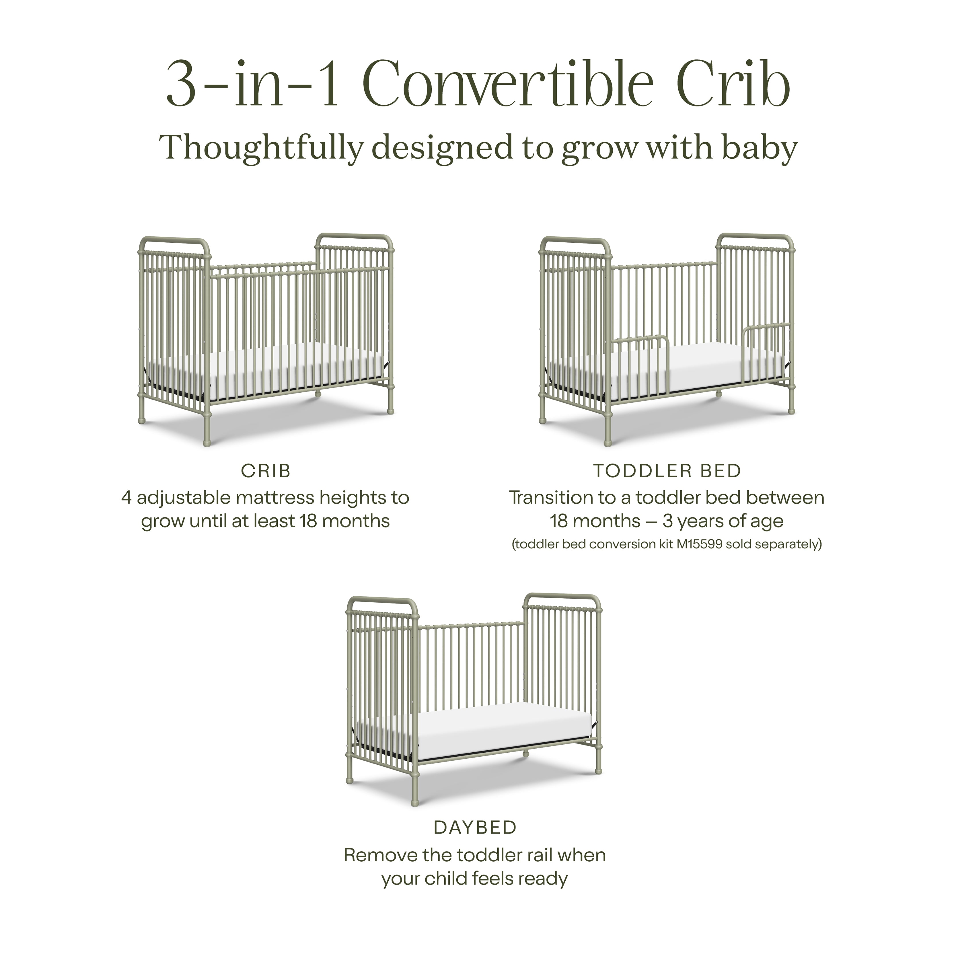 Namesake Abigail 3-in-1 Convertible Crib