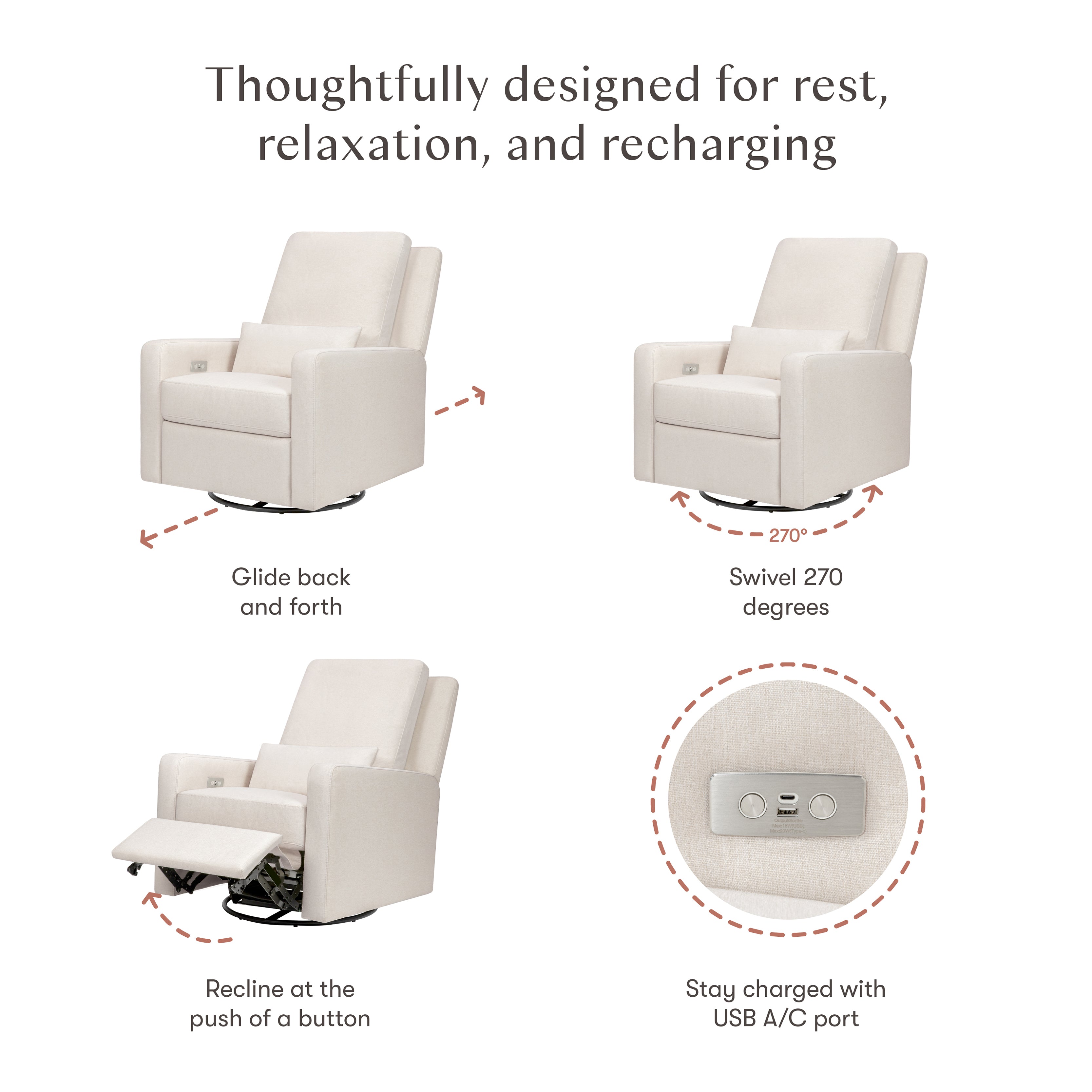 Babyletto Sigi Electronic Recliner and Glider with USB Port