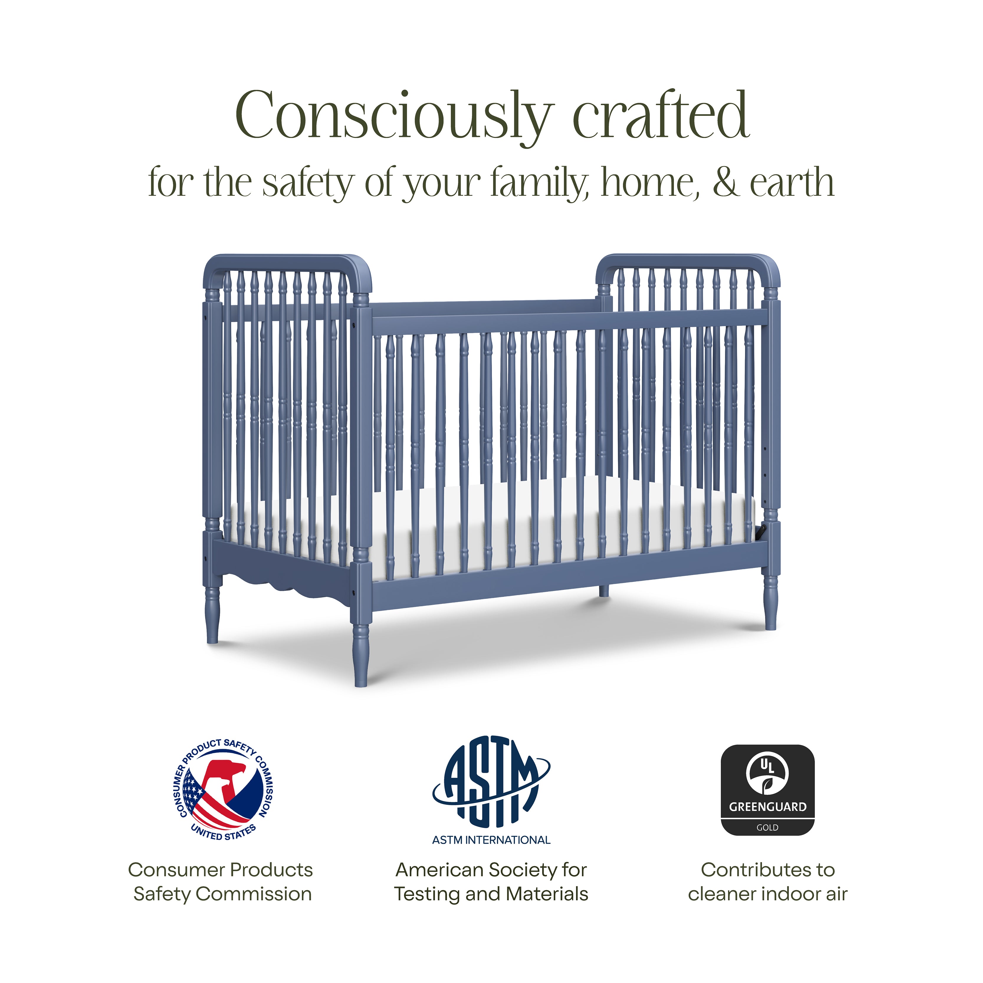 Namesake Liberty 3-in-1 Convertible Spindle Crib with Toddler Bed Conversion Kit
