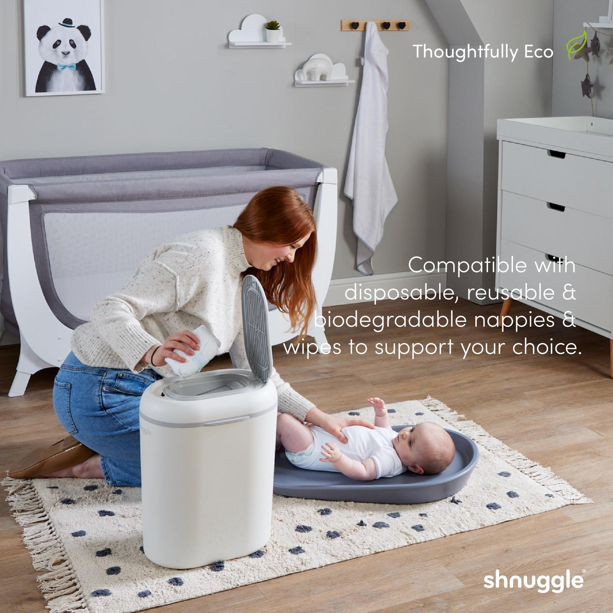 Shnuggle Changing Essentials Kit: Shnuggle Changing Mat + Diaper Pail + Liners