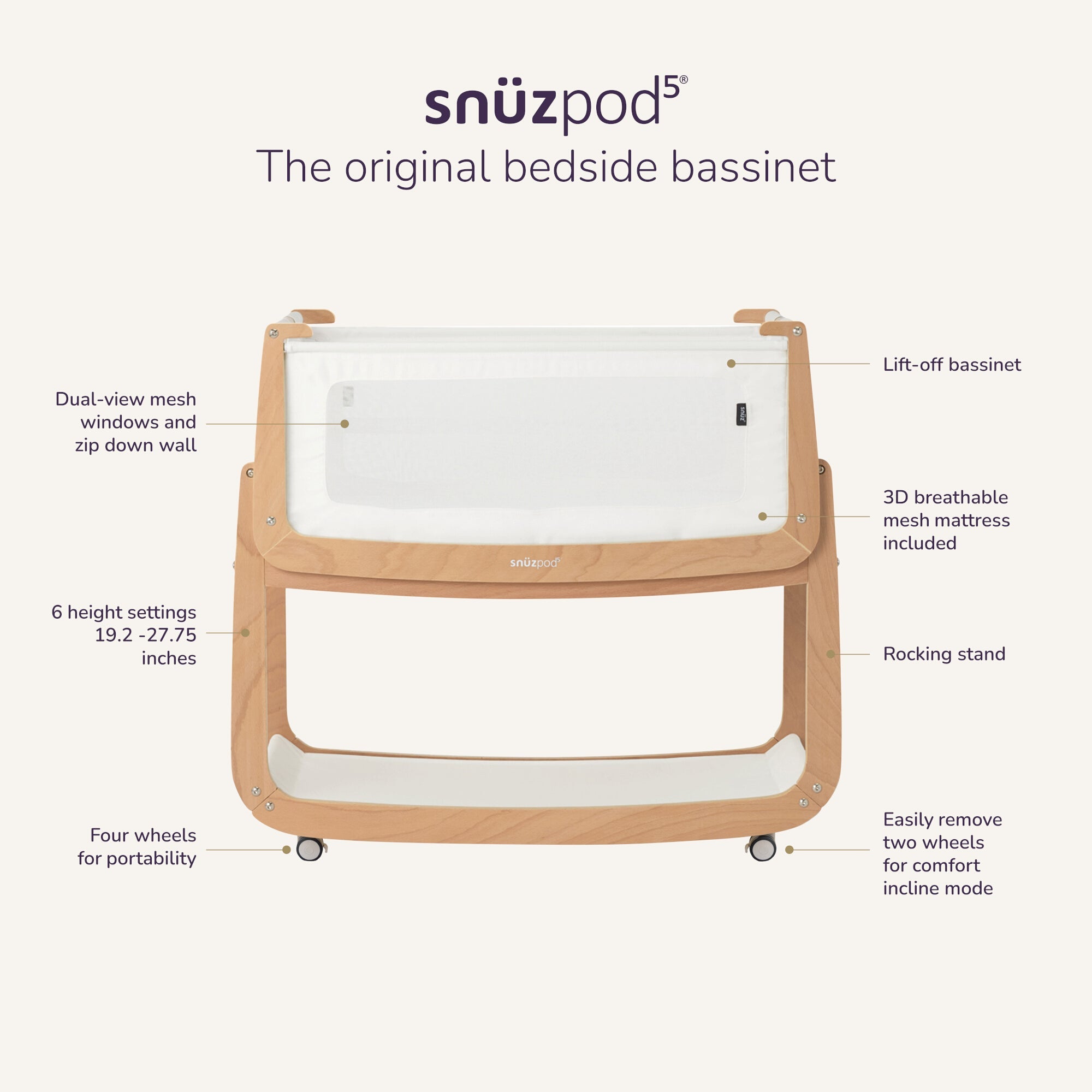 SnüzPod5 Bedside Bassinet