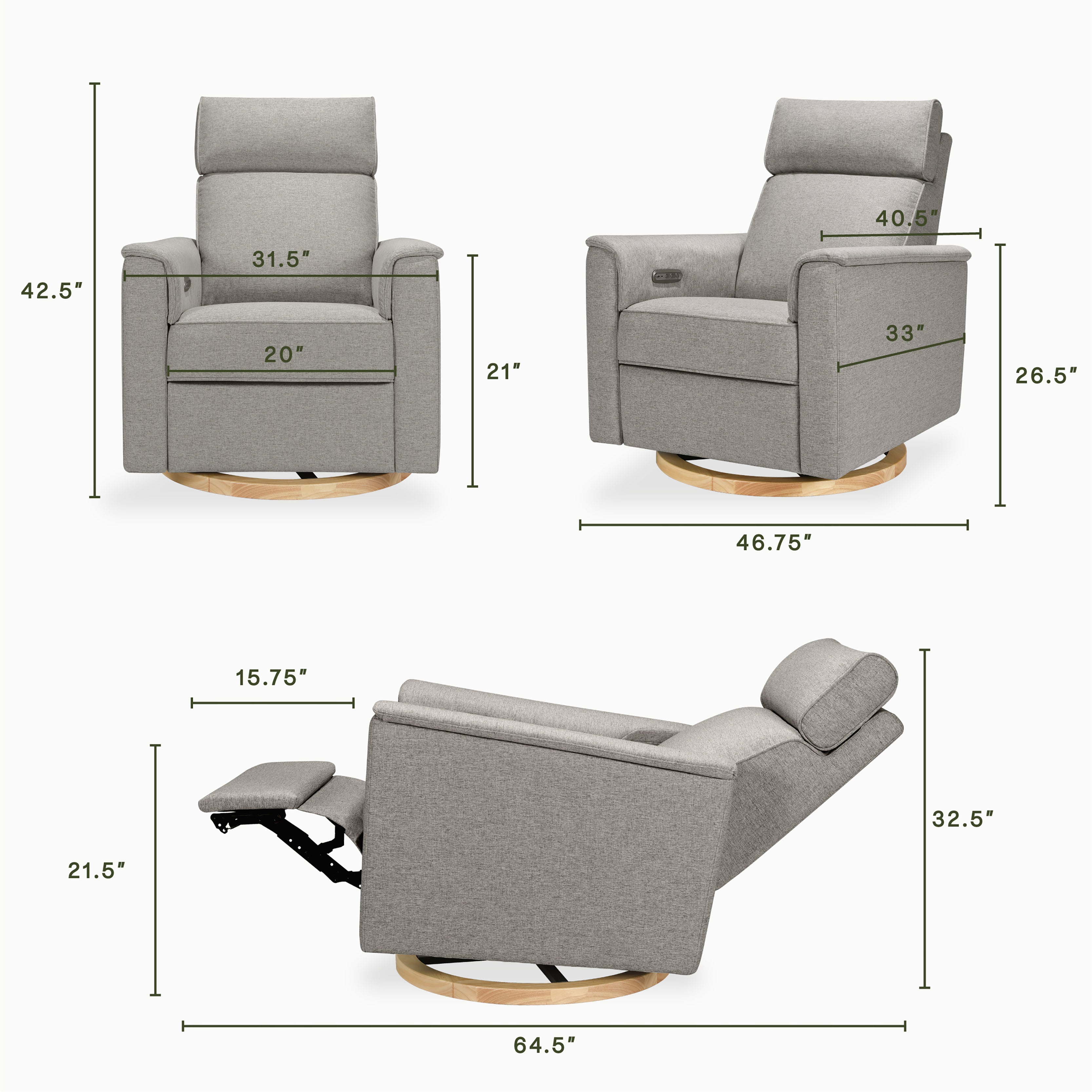 Monogram by Namesake Willa Plus Power Glider Recliner + Power Headrest