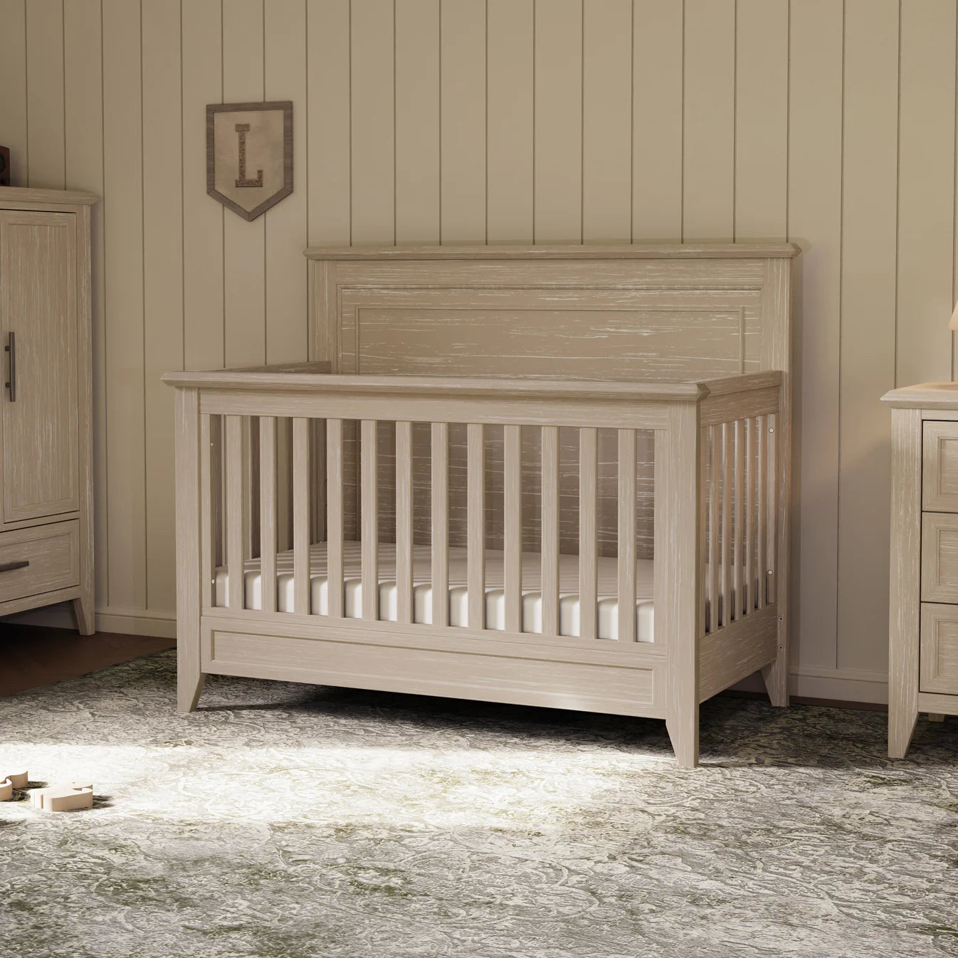Monogram by Namesake Barrow Rustic 4-in-1 Convertible Flat Top Crib