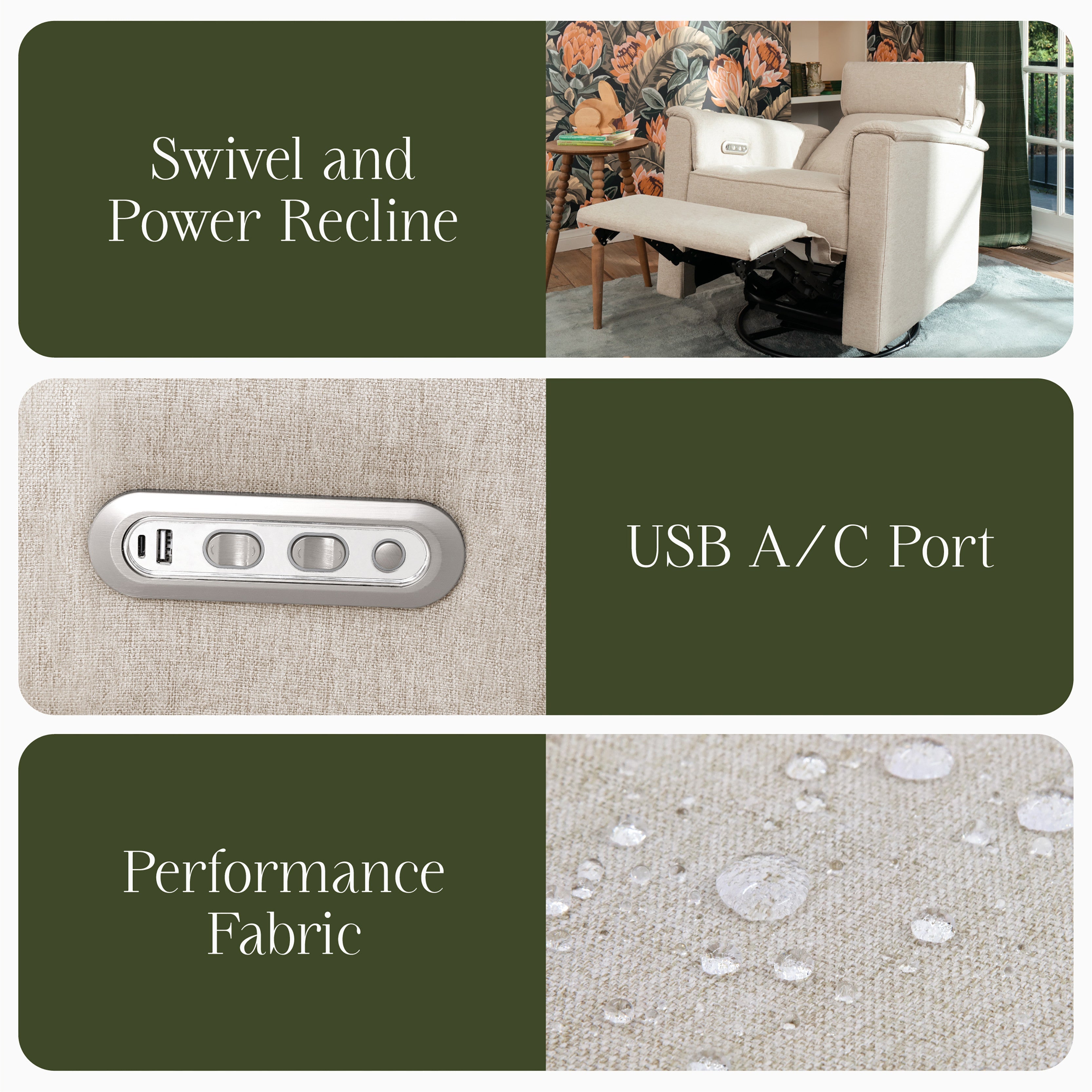 Monogram by Namesake Willa Plus Power Glider Recliner + Power Headrest