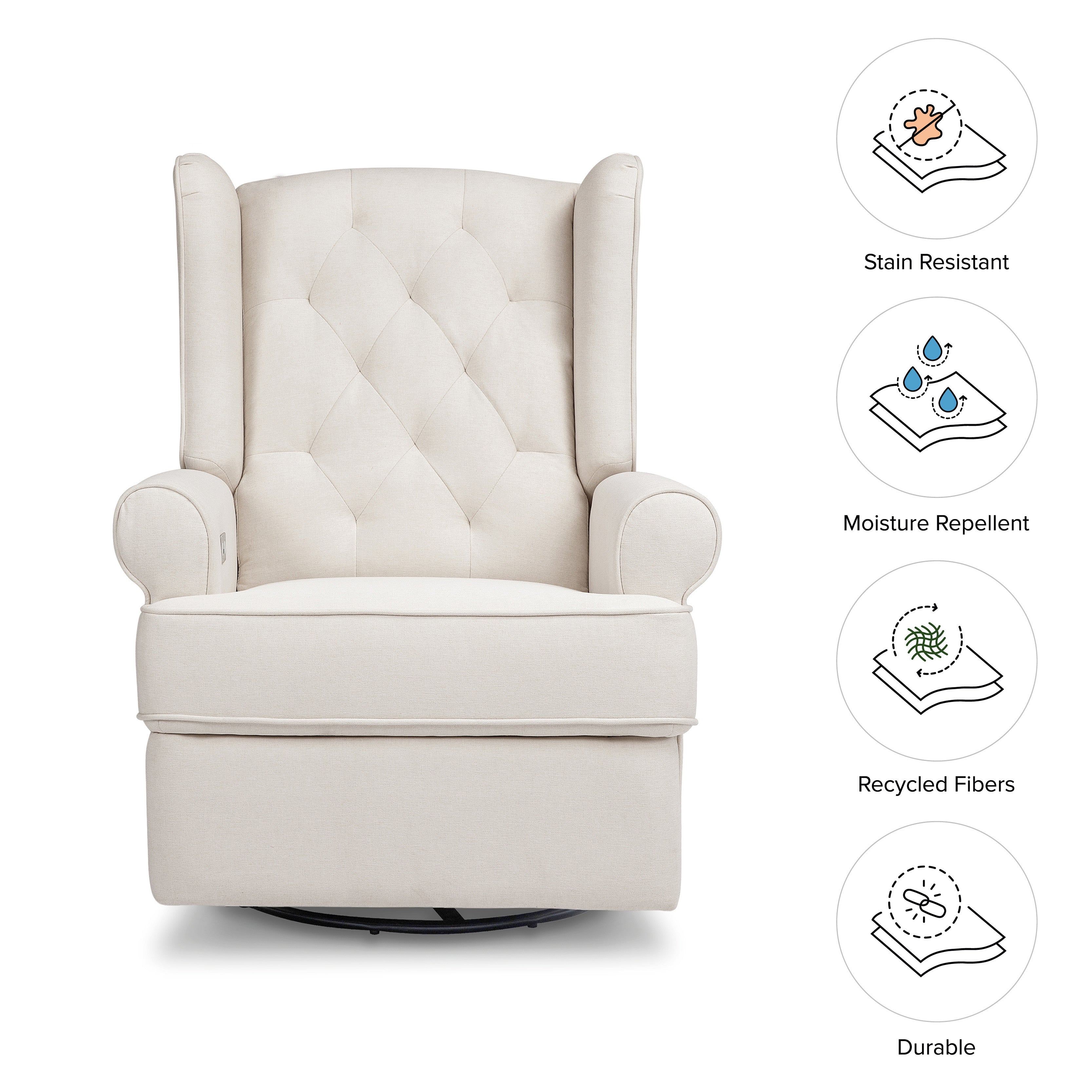 Namesake Harbour Electronic Recliner and Swivel Glider in Eco-Performance Fabric with USB port | Water Repellent & Stain Resistant