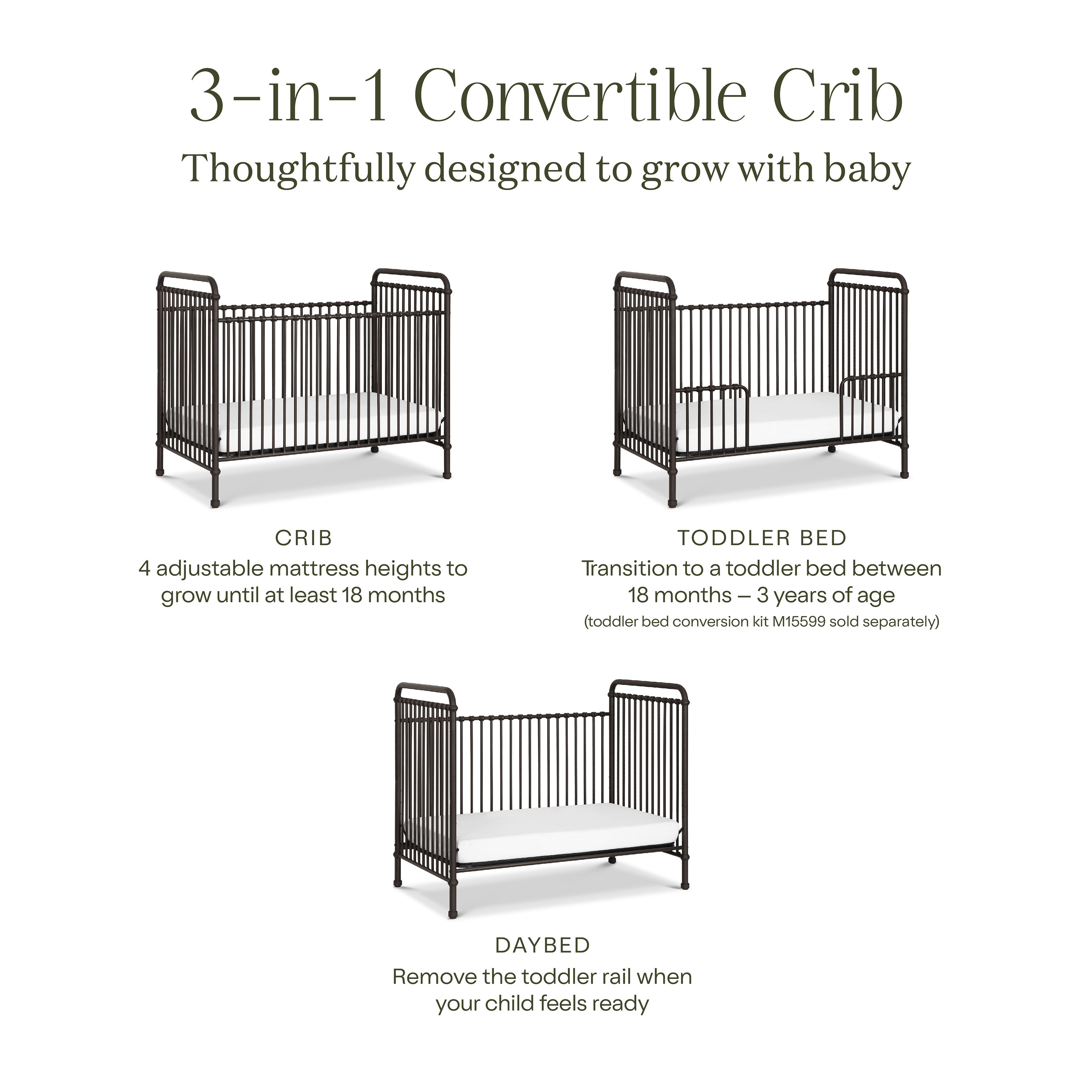 Namesake Abigail 3-in-1 Convertible Crib