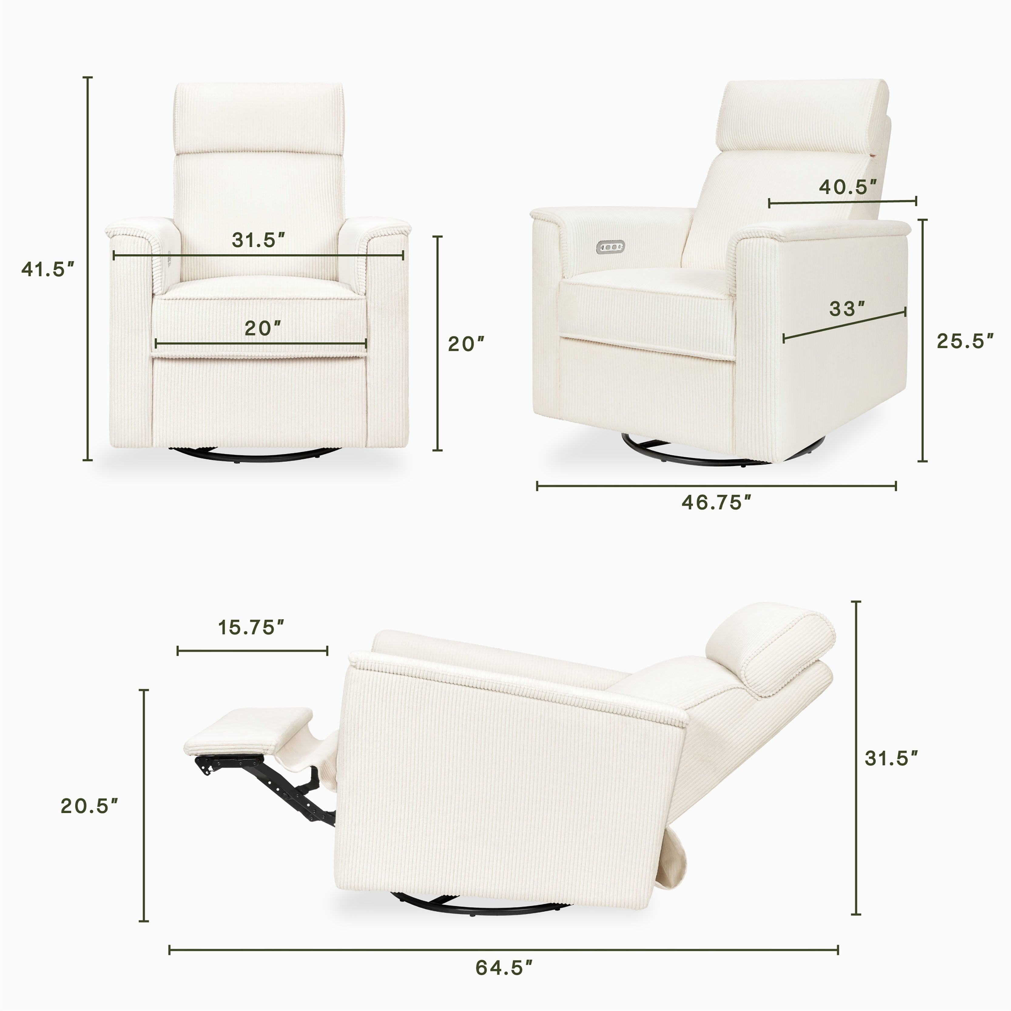 Monogram by Namesake Willa Plus Power Glider Recliner + Power Headrest