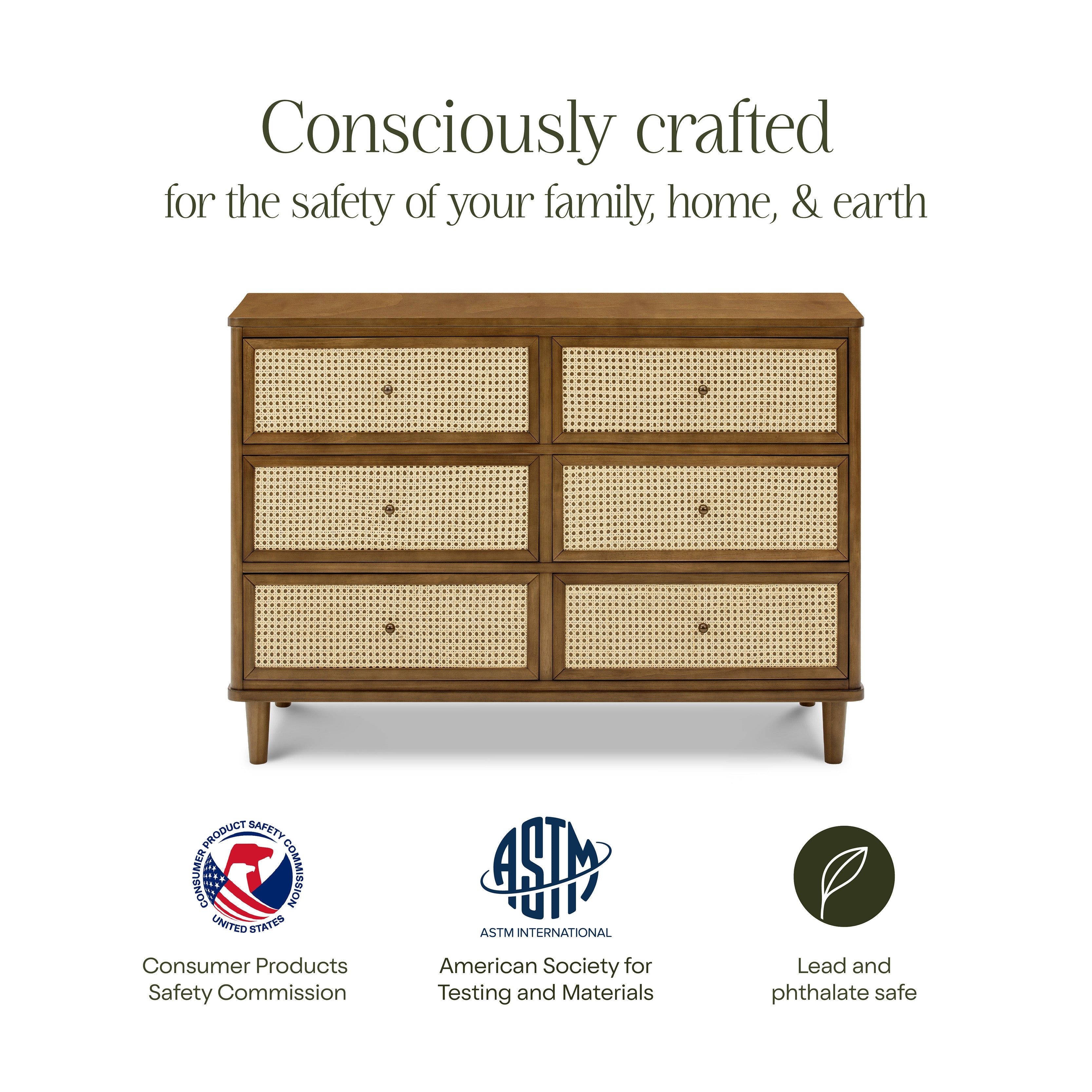 Namesake Marin with Cane 6 Drawer Dresser