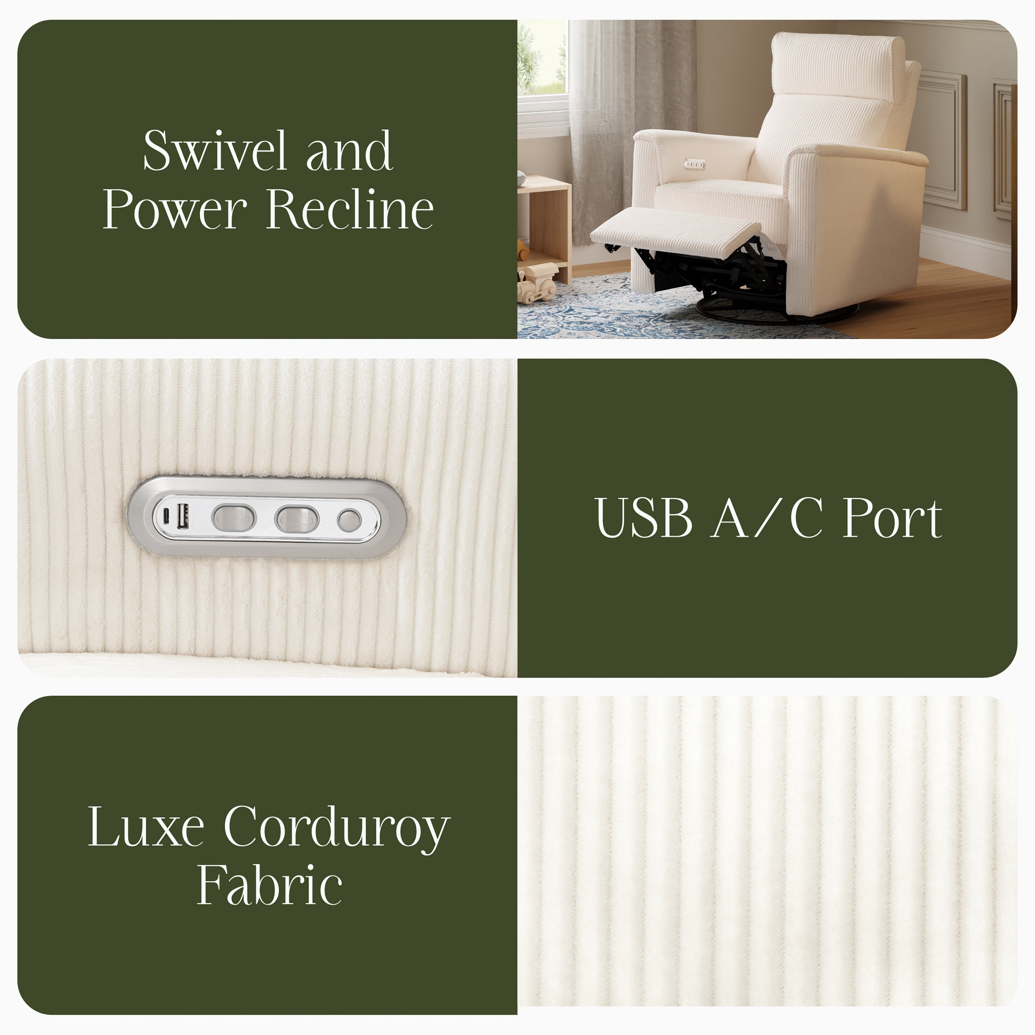 Monogram by Namesake Willa Plus Power Glider Recliner + Power Headrest