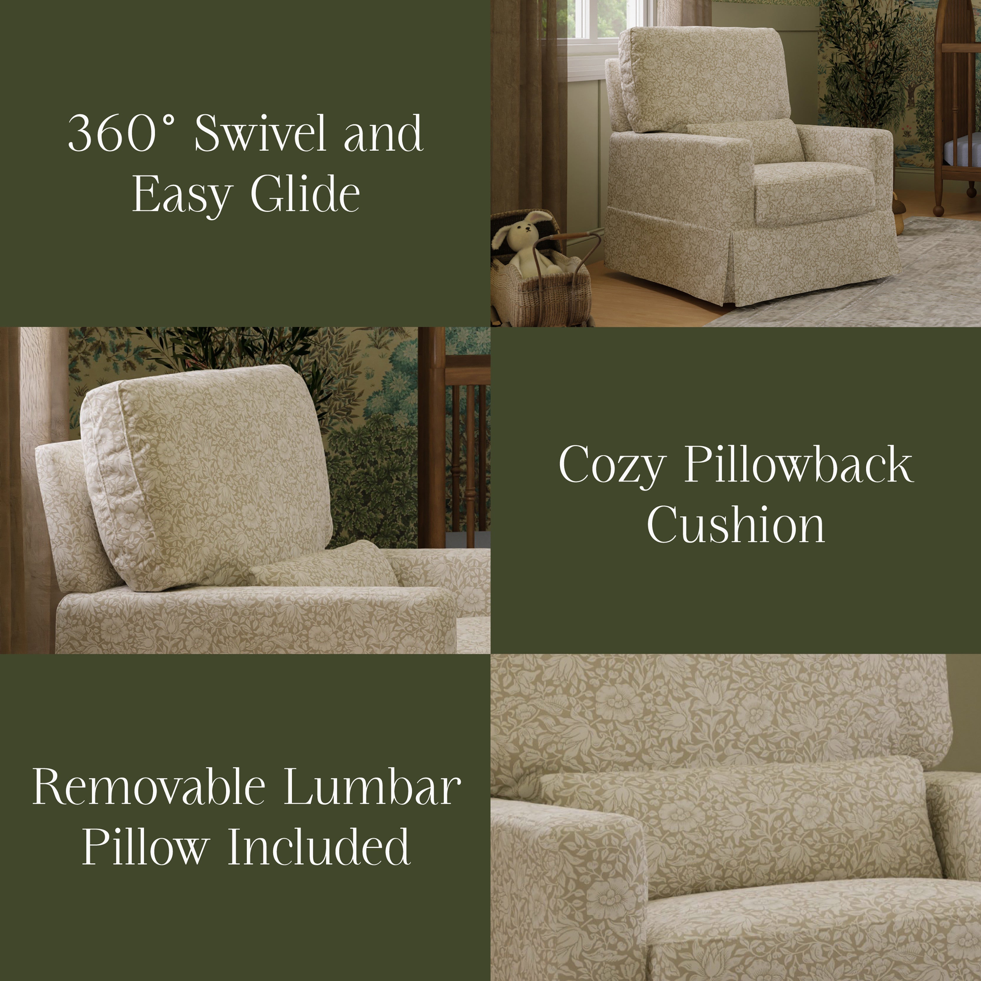 Morris & Co. x Namesake Crawford Pillowback Comfort Swivel Glider