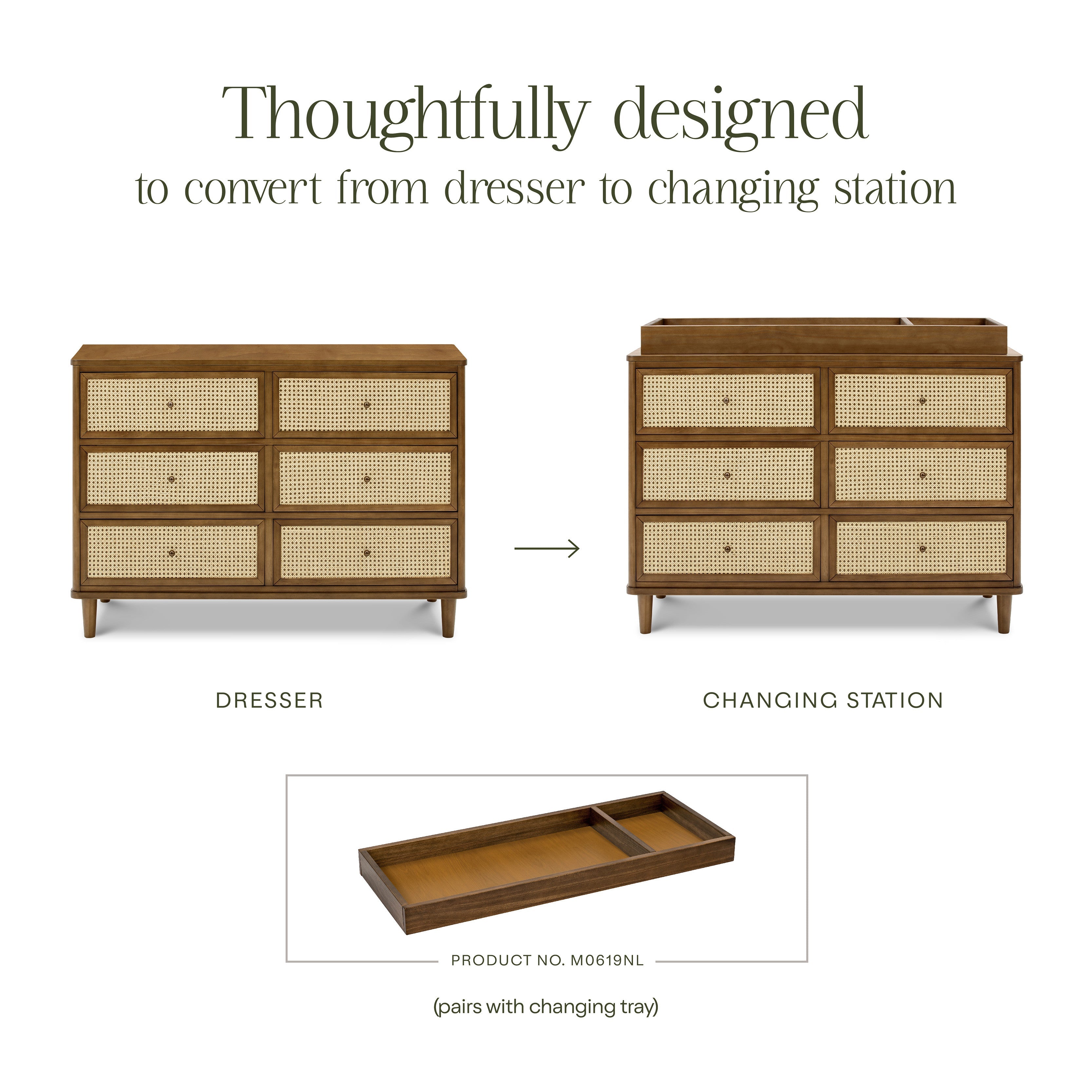 Namesake Marin with Cane 6 Drawer Dresser
