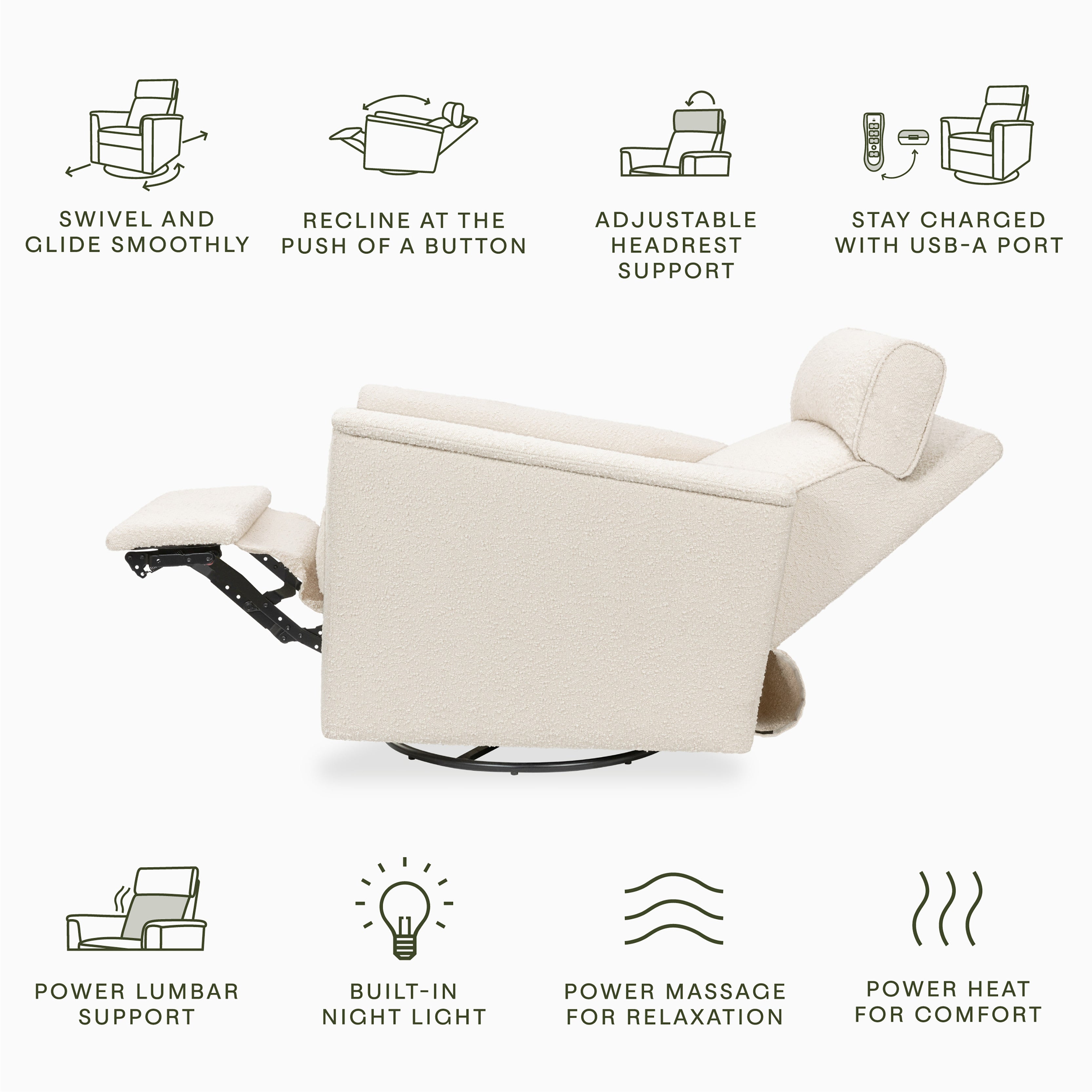 Namesake Willa Deluxe Power Recliner and Swivel Glider with Heat and Massage