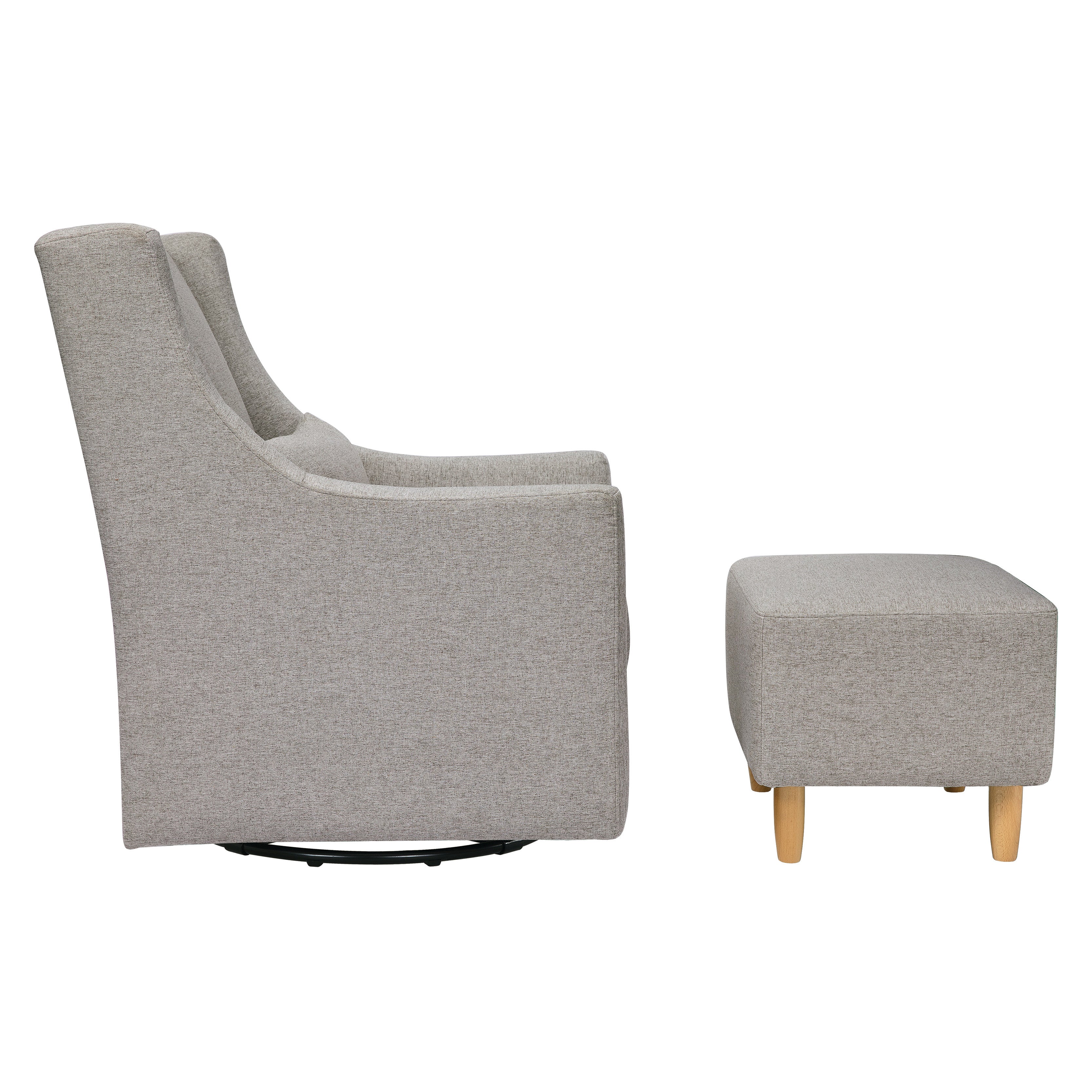 Babyletto Toco Swivel Glider and Ottoman in Eco-Performance Fabric | Water Repellent & Stain Resistant