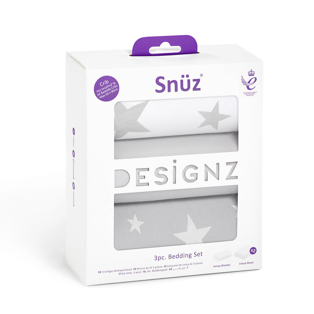 Snuz 3-Piece Bedding Set | Crib Gray Star