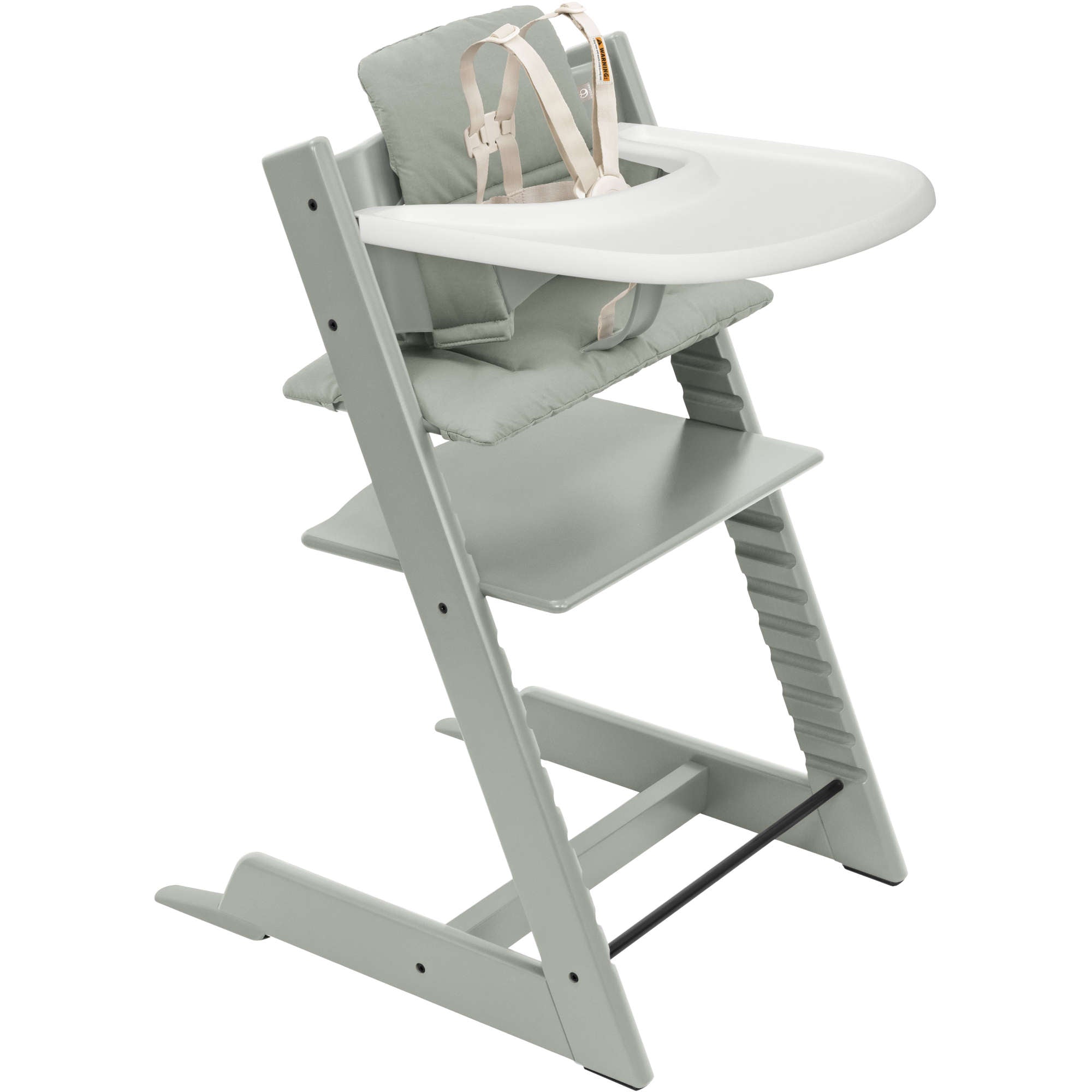 [良品]STOKKE Tripp Trapp チェア グレー Stokke Tripp Trapp High Chair² with Cushion + Stokke Tray