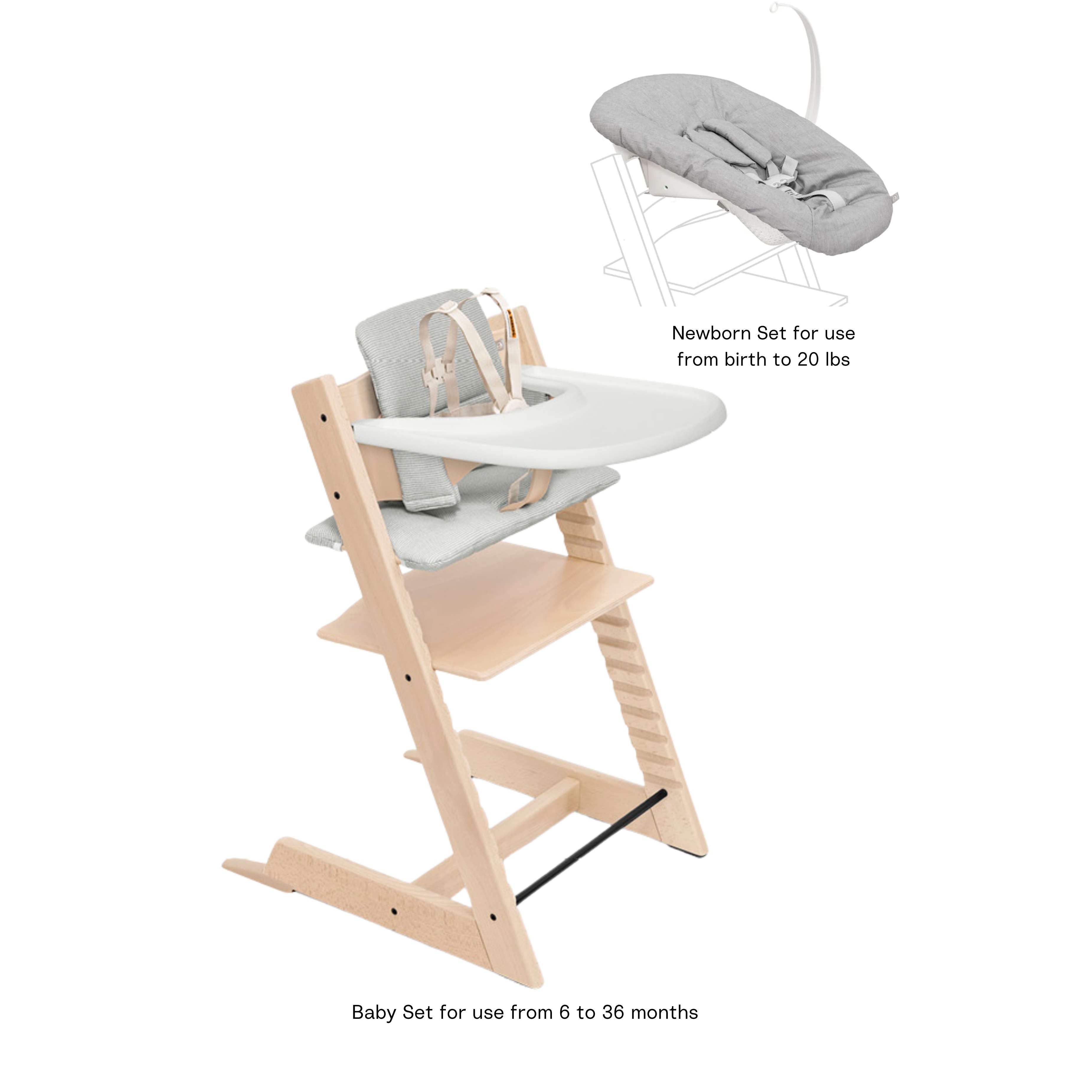 Stokke Tripp Trapp High Chair² with Cushion, Newborn Tray and Newborn set