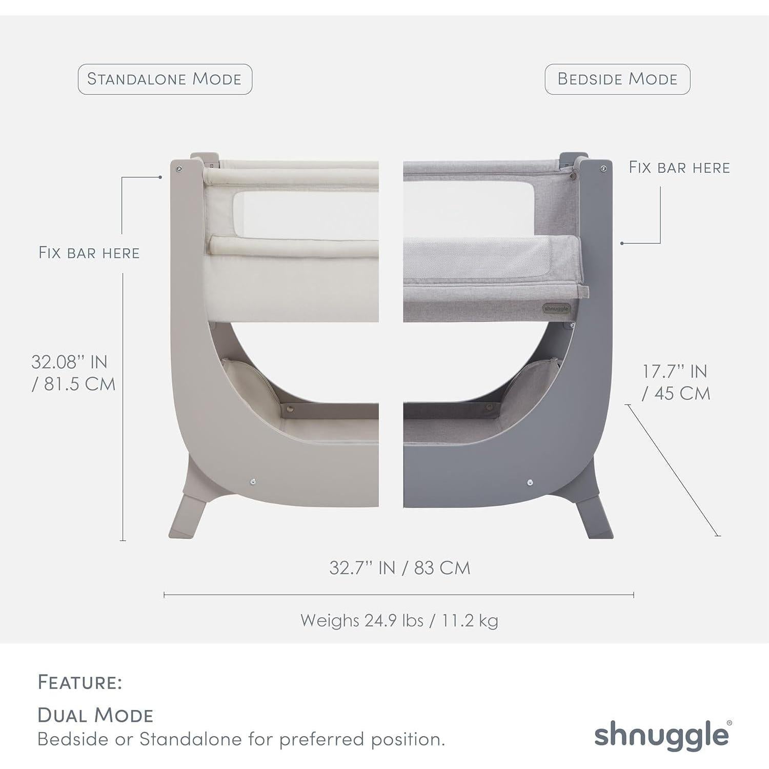 Shnuggle Air Lite Infant Bedside Bassinet: 1 Mattress + 1 Waterproof + 2 White Sheets