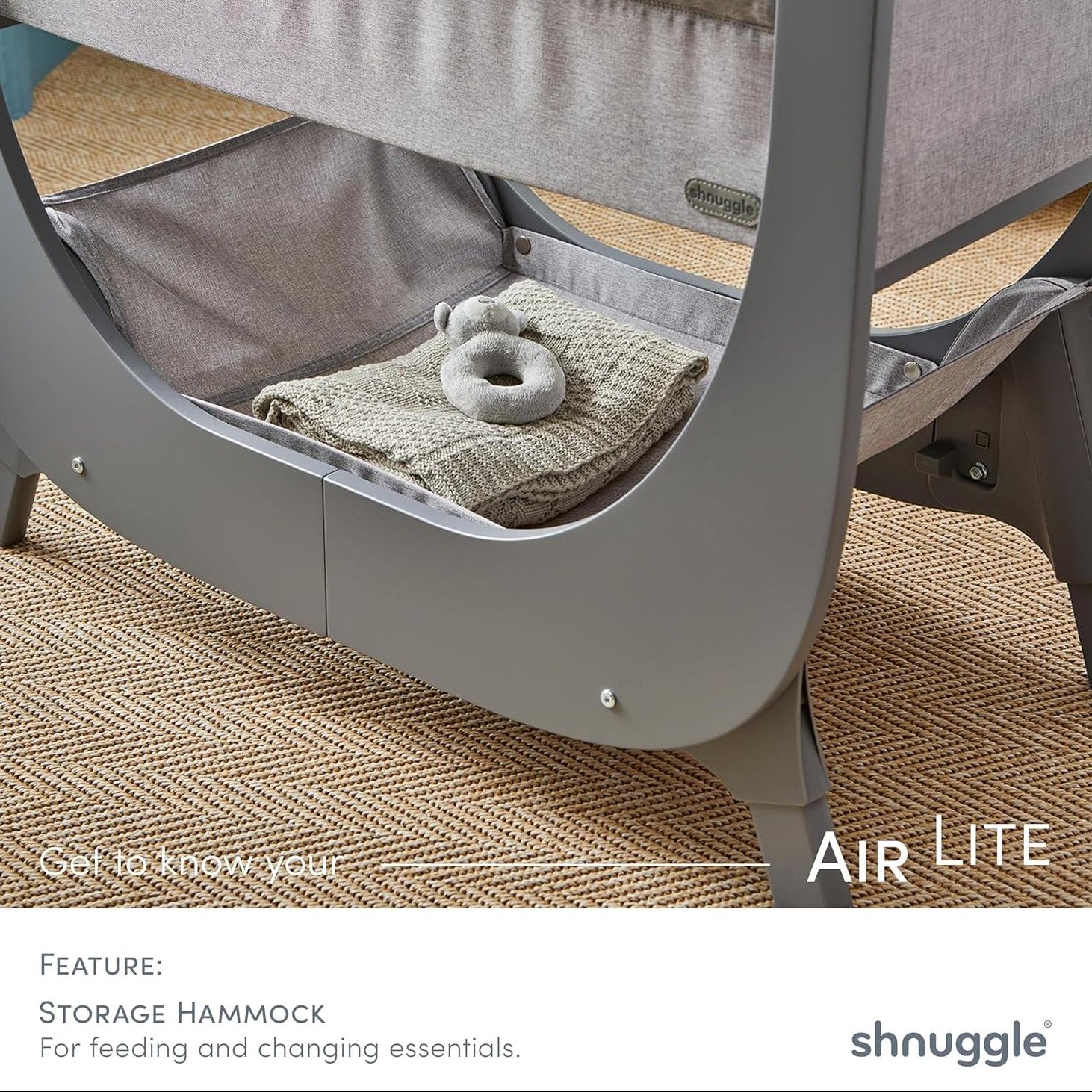 Shnuggle Air Lite Infant Bedside Bassinet: 1 Mattress + 1 Waterproof + 2 White Sheets