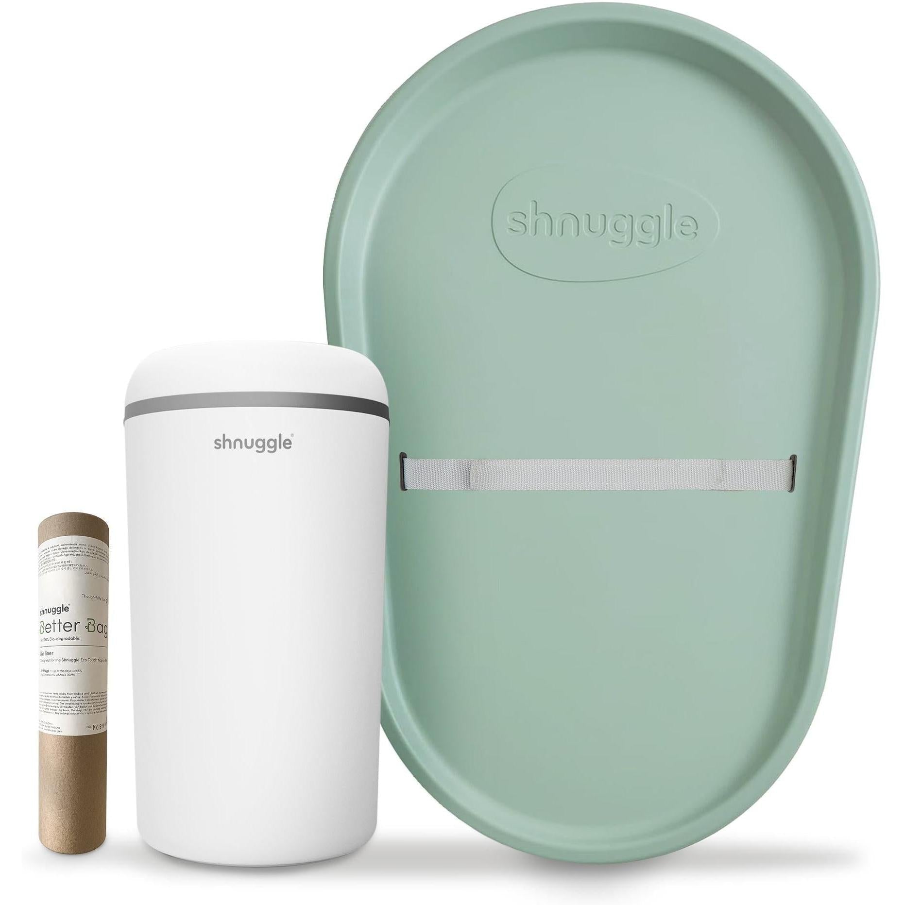 Shnuggle Changing Essentials Kit: Shnuggle Changing Mat + Diaper Pail + Liners