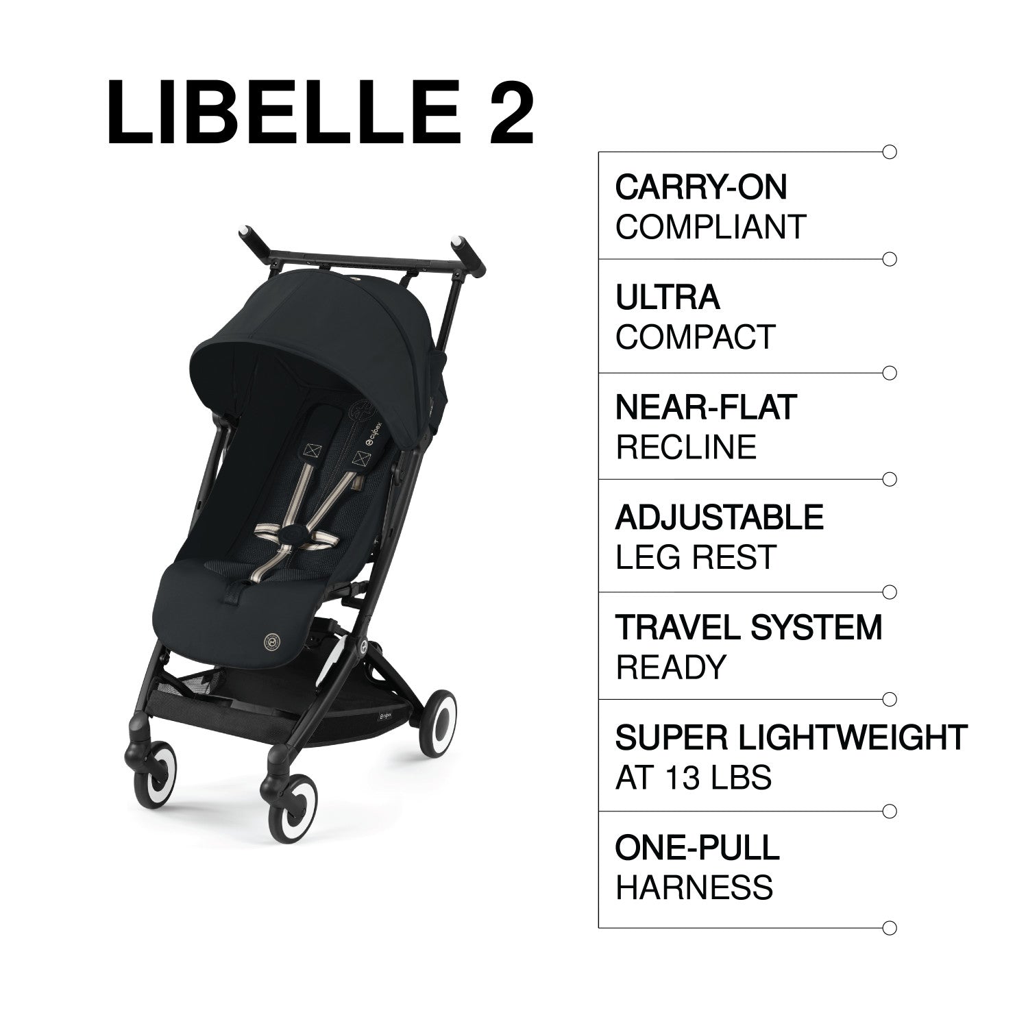 Cybex LIBELLE ブラック Cybex Libelle Travel Ultra Compact Lightweight Stroller