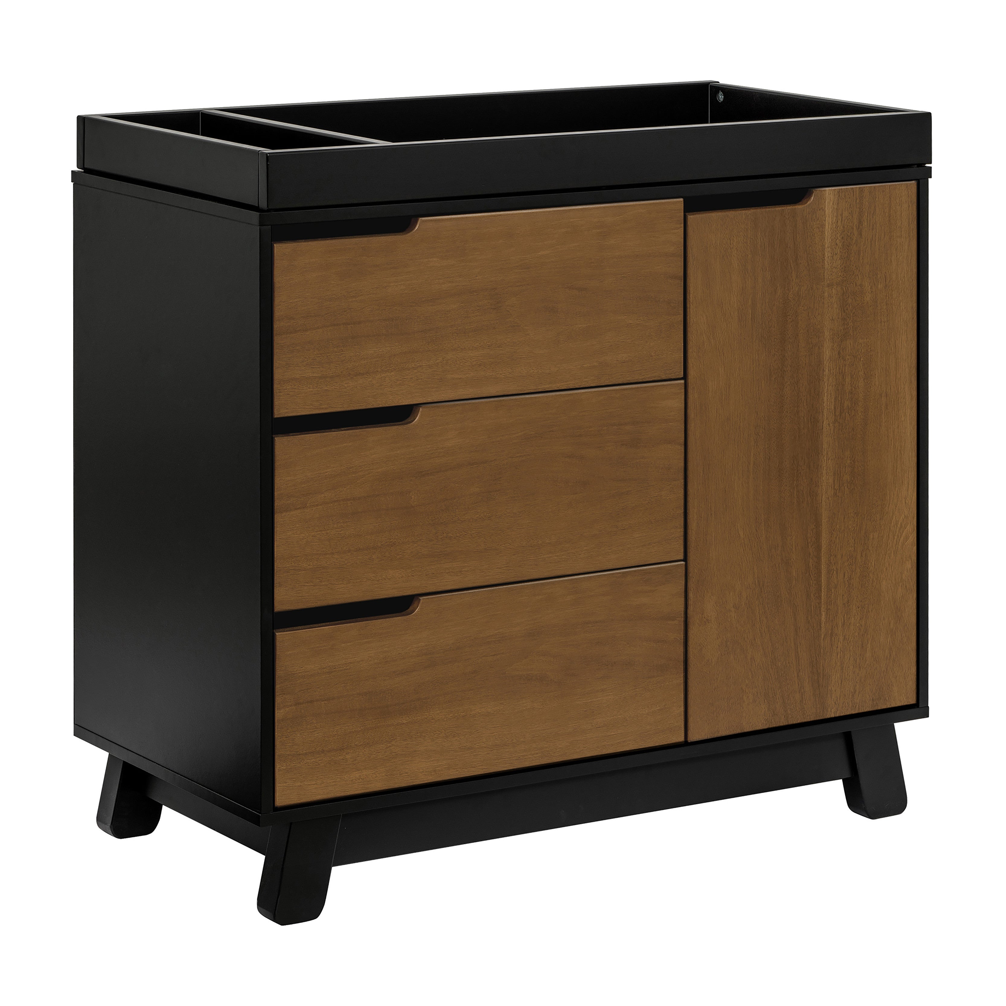 M4223BNL,Babyletto,Hudson 3-Drawer Changer Dresser w/Removable Changing Tray in Black/Natural Walnut