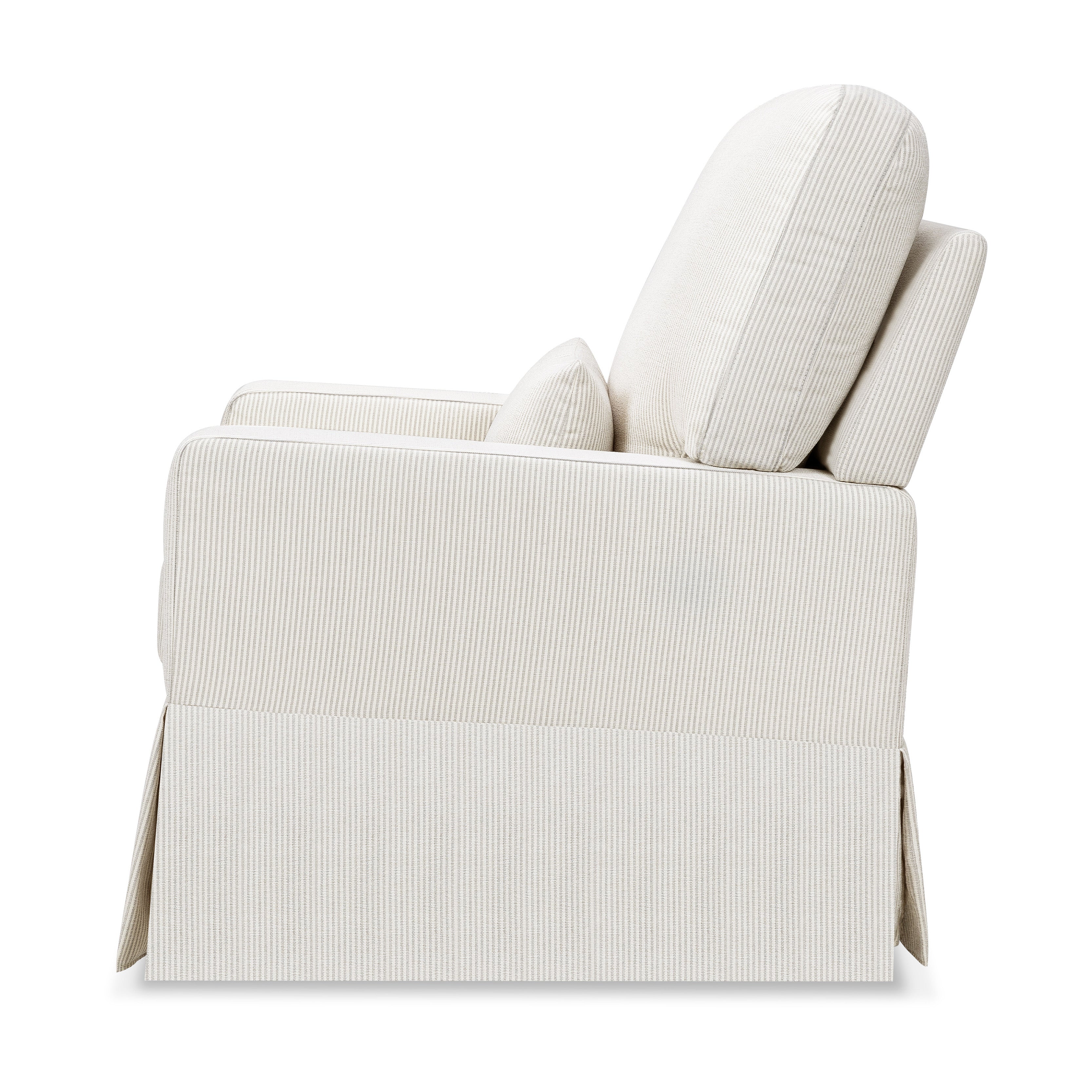 M21787FCS,Namesake,Crawford Pillowback Comfort Swivel Glider in Fog Chatham Stripe Performance Eco-Weave