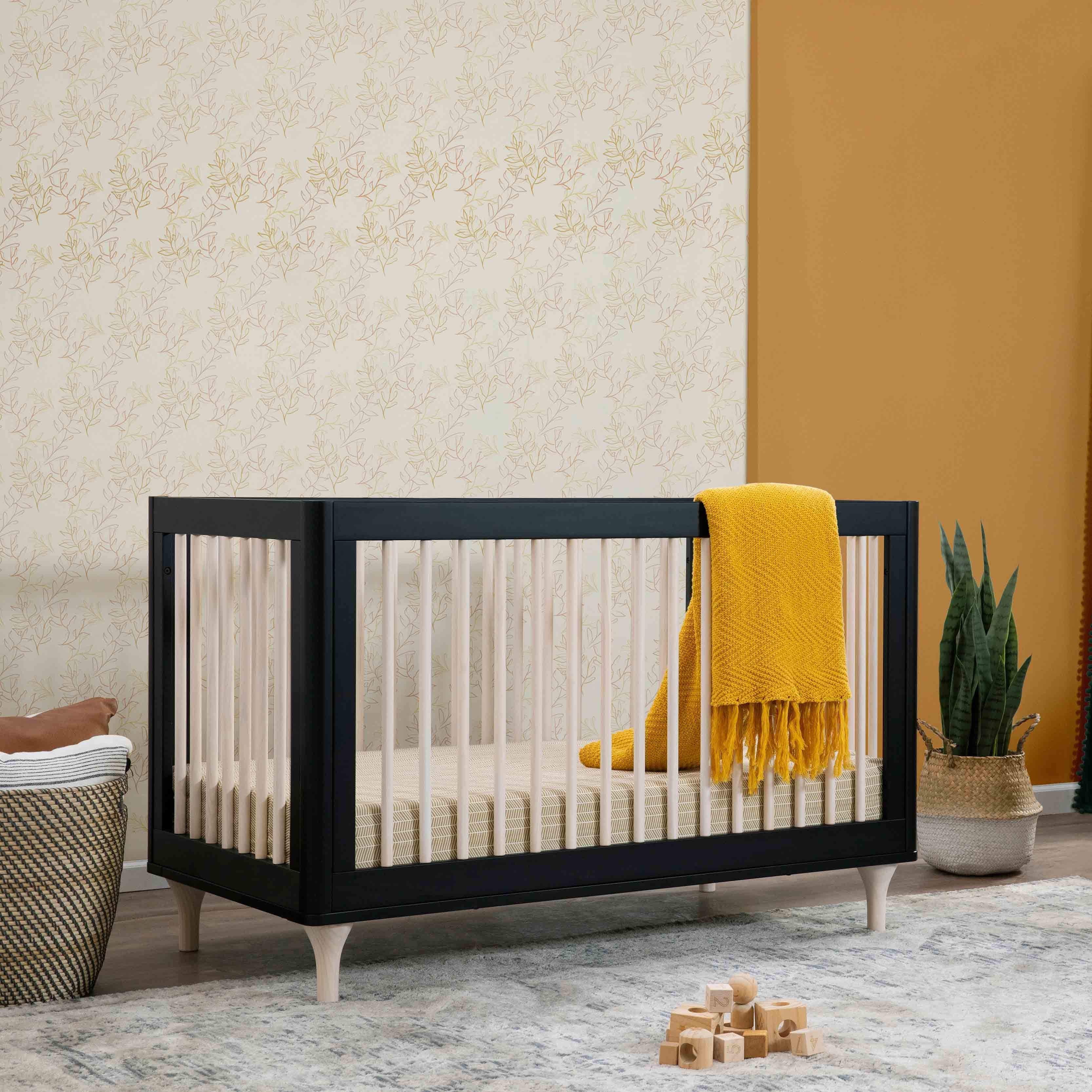 M9001BNX,Babyletto,Lolly 3-in-1 Convertible Crib w/Toddler Bed Conversion in Black/WashedNatural