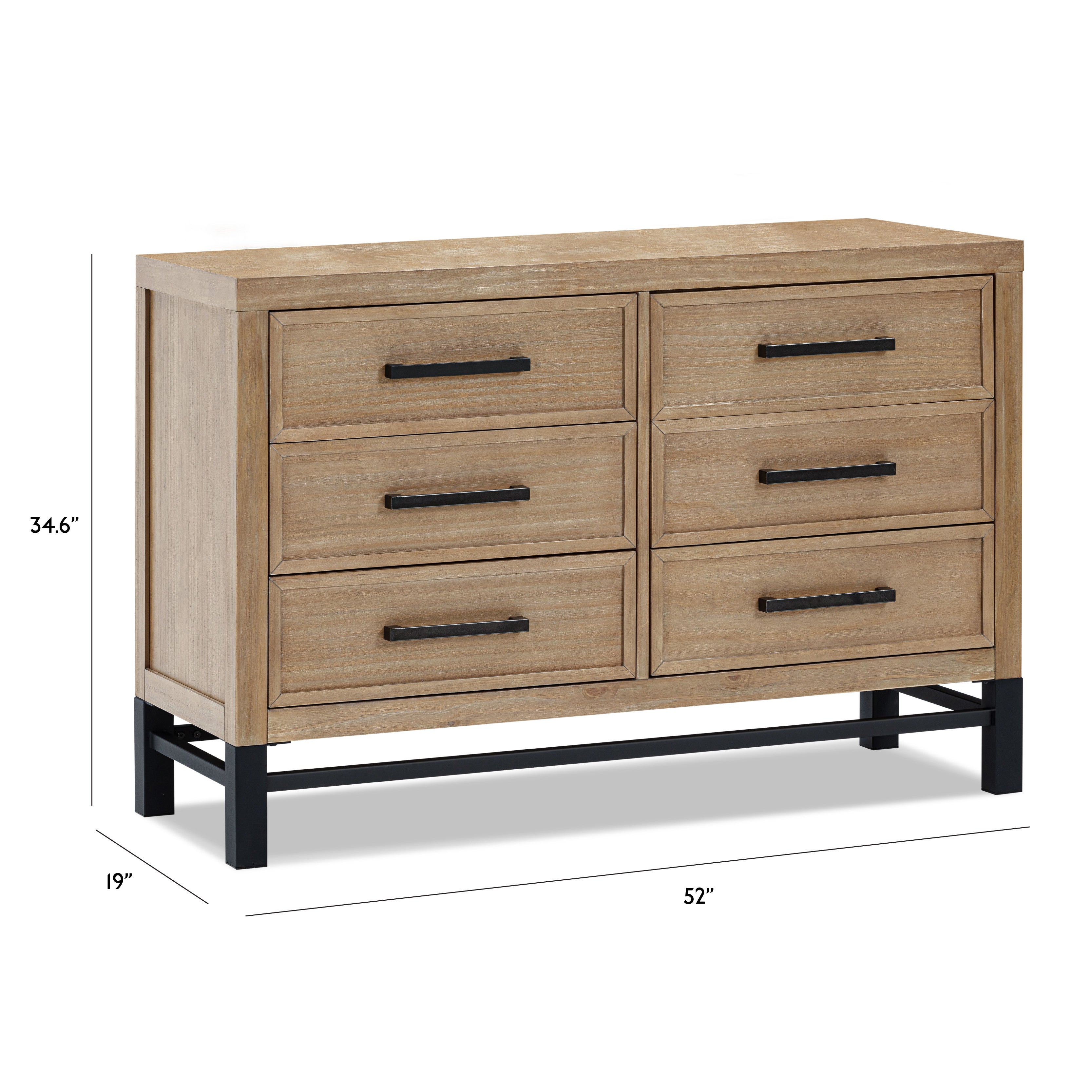 B25816DF,Monogram by Namesake,Newbern 6-Drawer Assembled Dresser in Driftwood