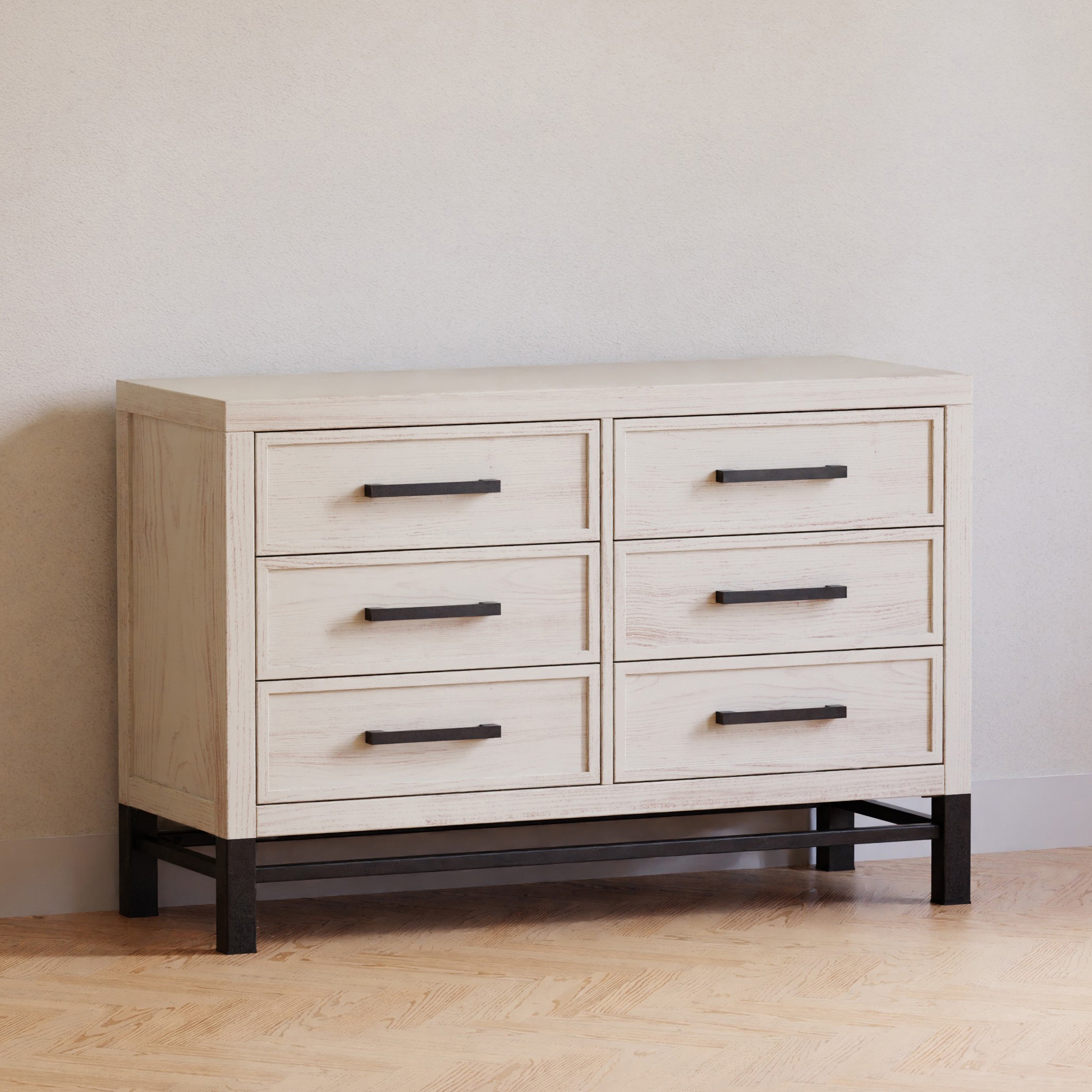 B25816WDF,Monogram by Namesake,Newbern 6-Drawer Assembled Dresser in White Driftwood