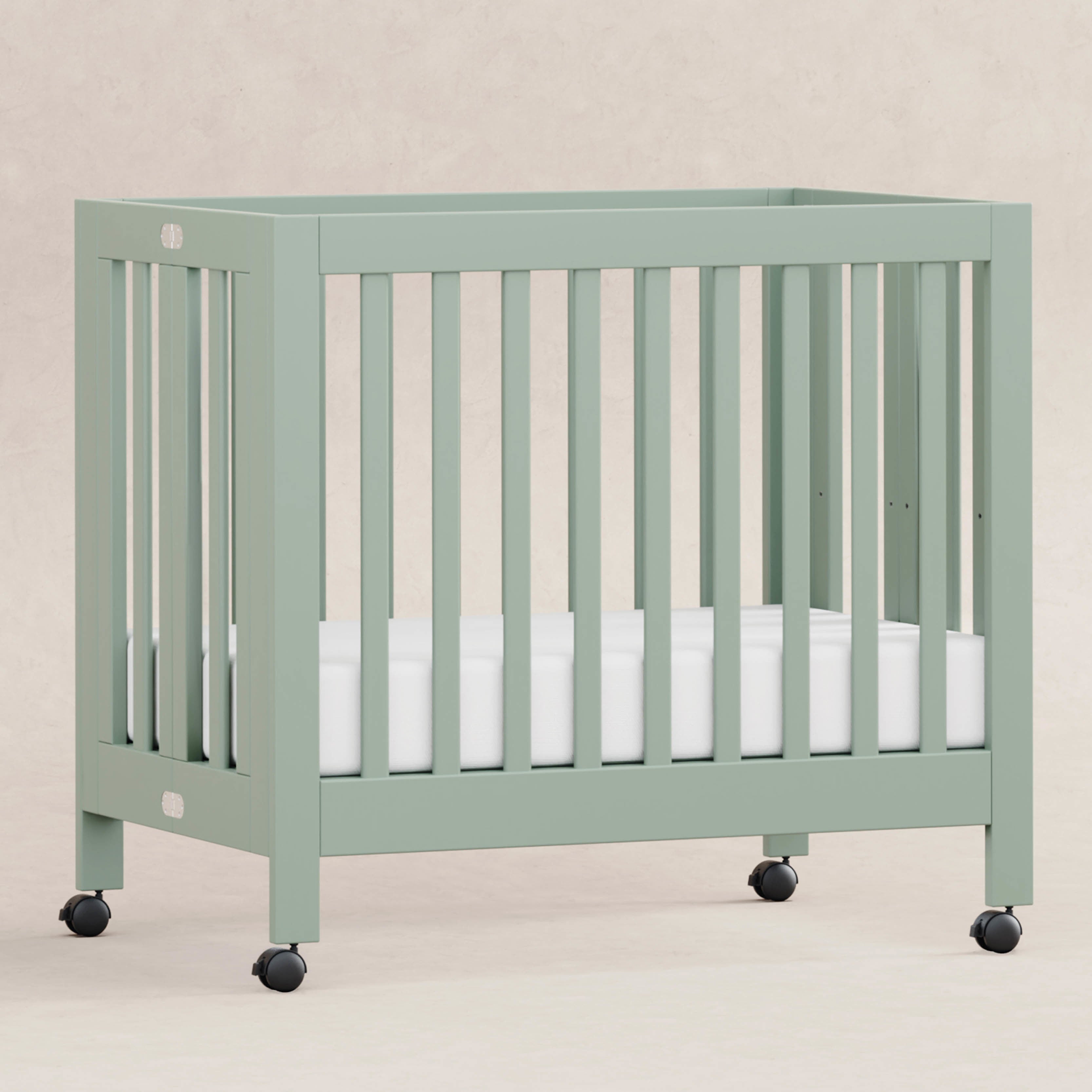 M6698LS,Babyletto,Origami Mini Crib in Light Sage