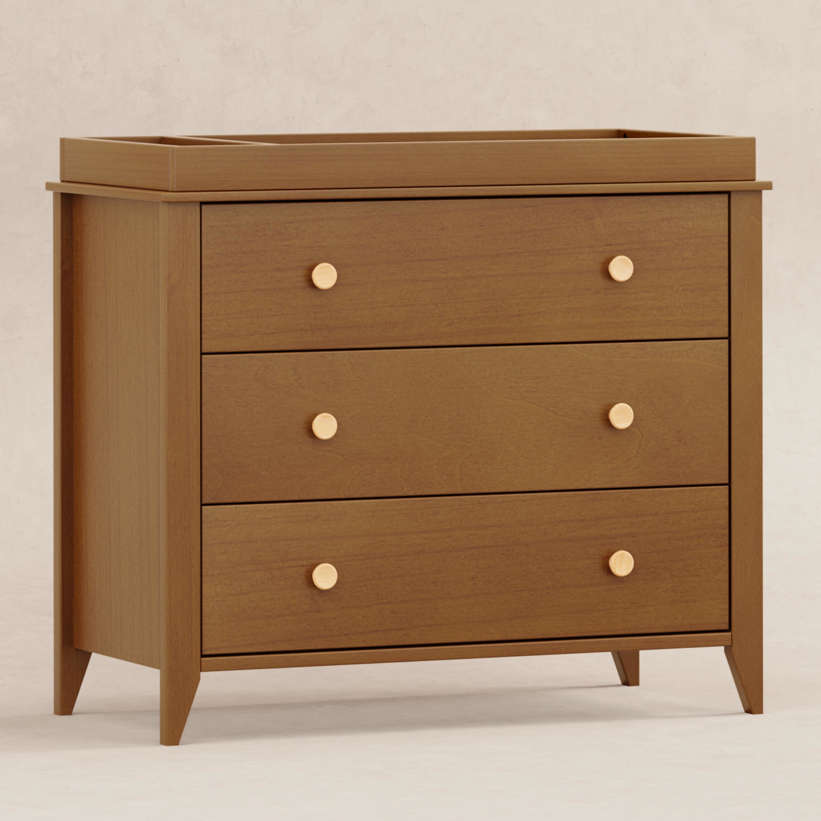 M10323CTN,Babyletto,Sprout 3-Drawer Changer Dresser in Chestnut and Natural Finish