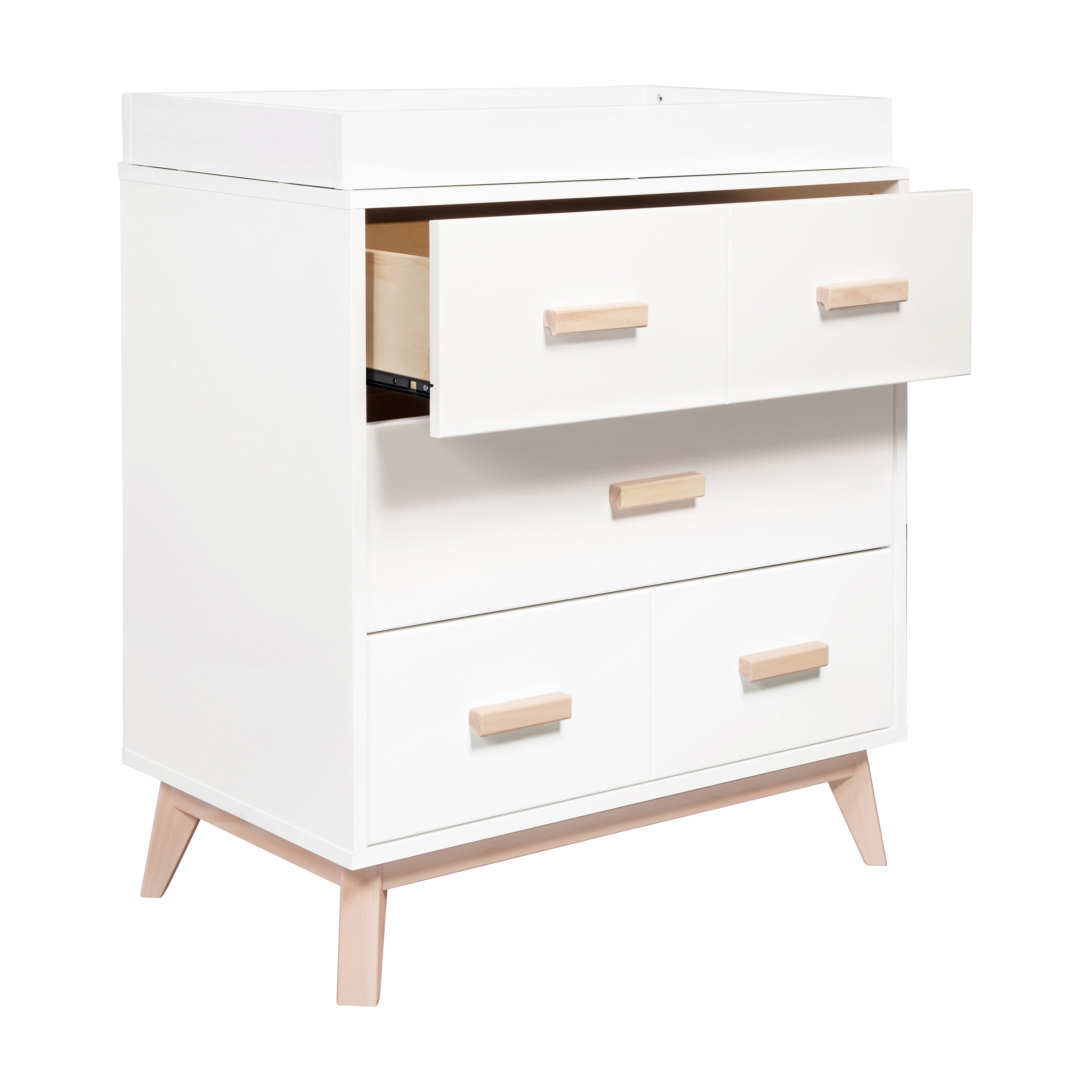 M5823WNX,Babyletto,Scoot 3-Drawer Changer Dresser in White/Washed Natural Finish