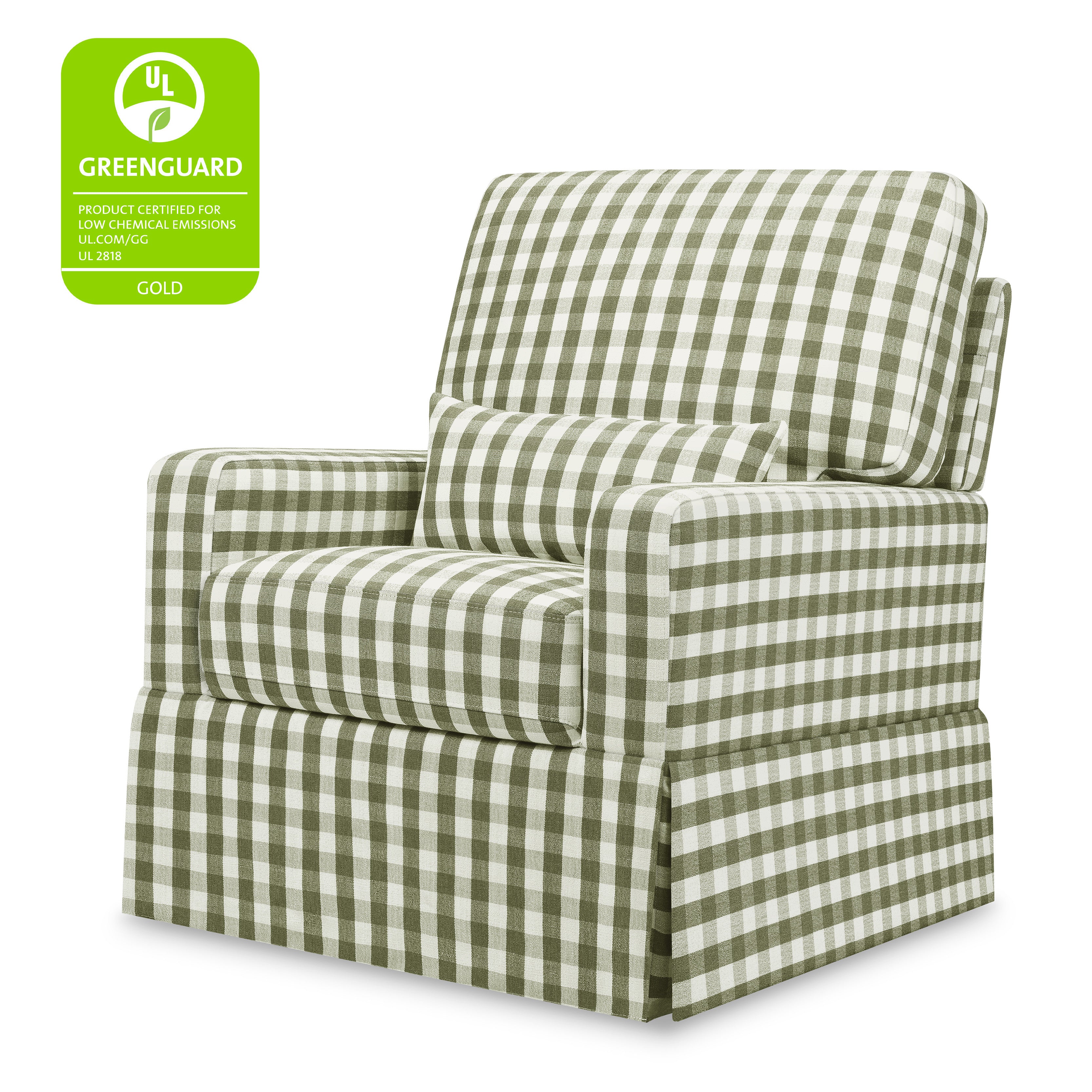 M21787GGH,Namesake,Crawford Pillowback Comfort Swivel Glider in Green Gingham