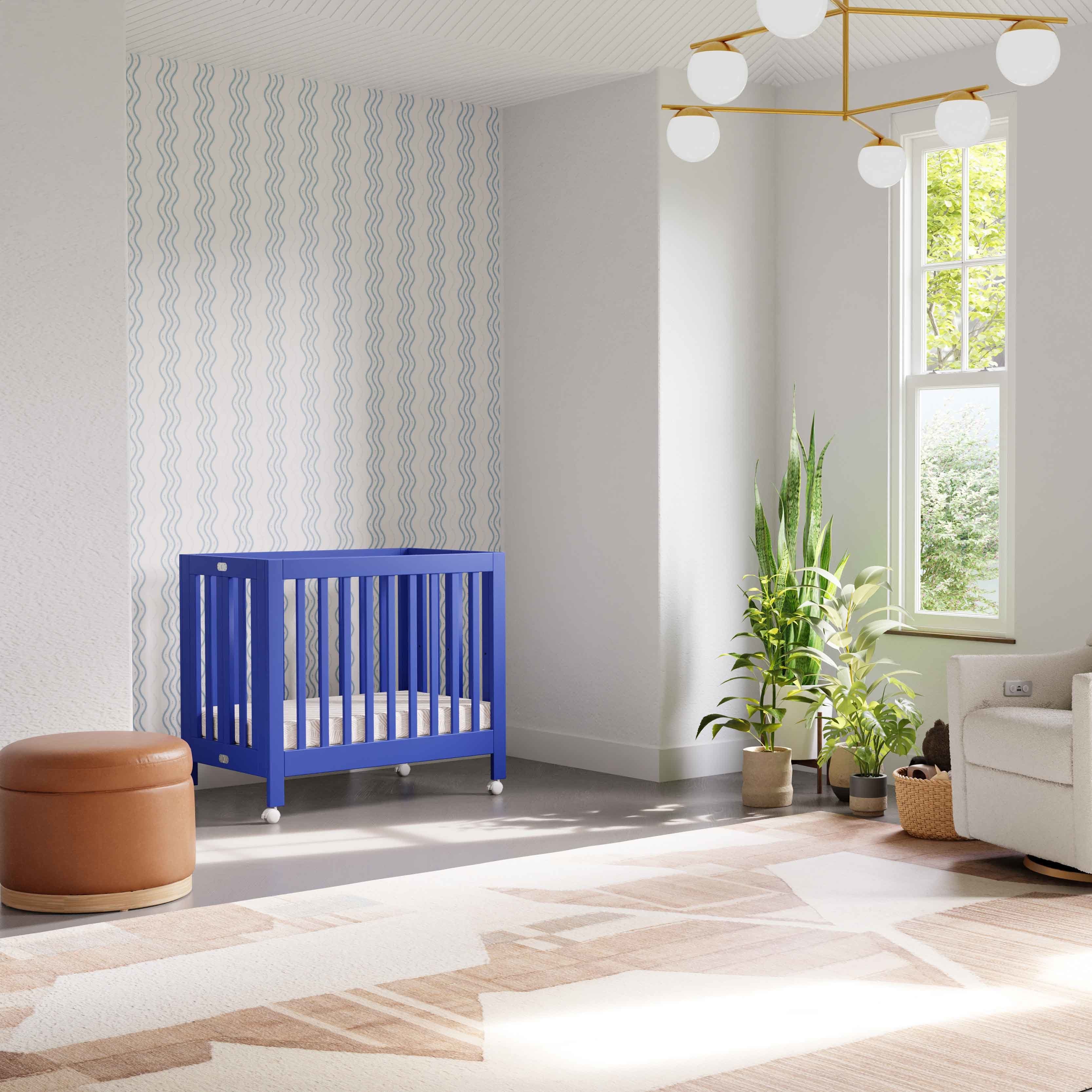 M6698CBT,Babyletto,Origami Mini Crib in Cobalt