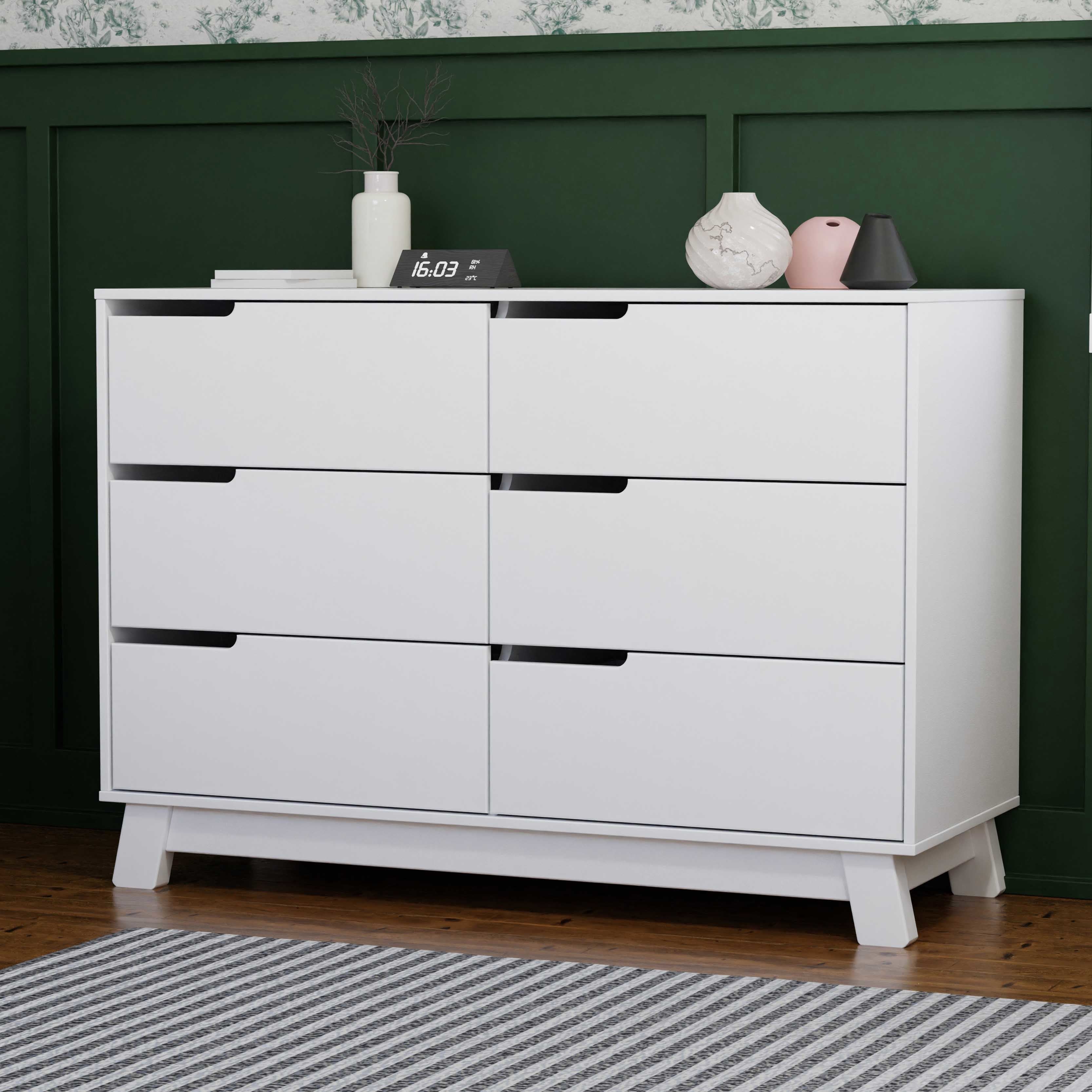 M4216W,Babyletto,Hudson 6-Drawer Double Dresser  Assembled in White Finish