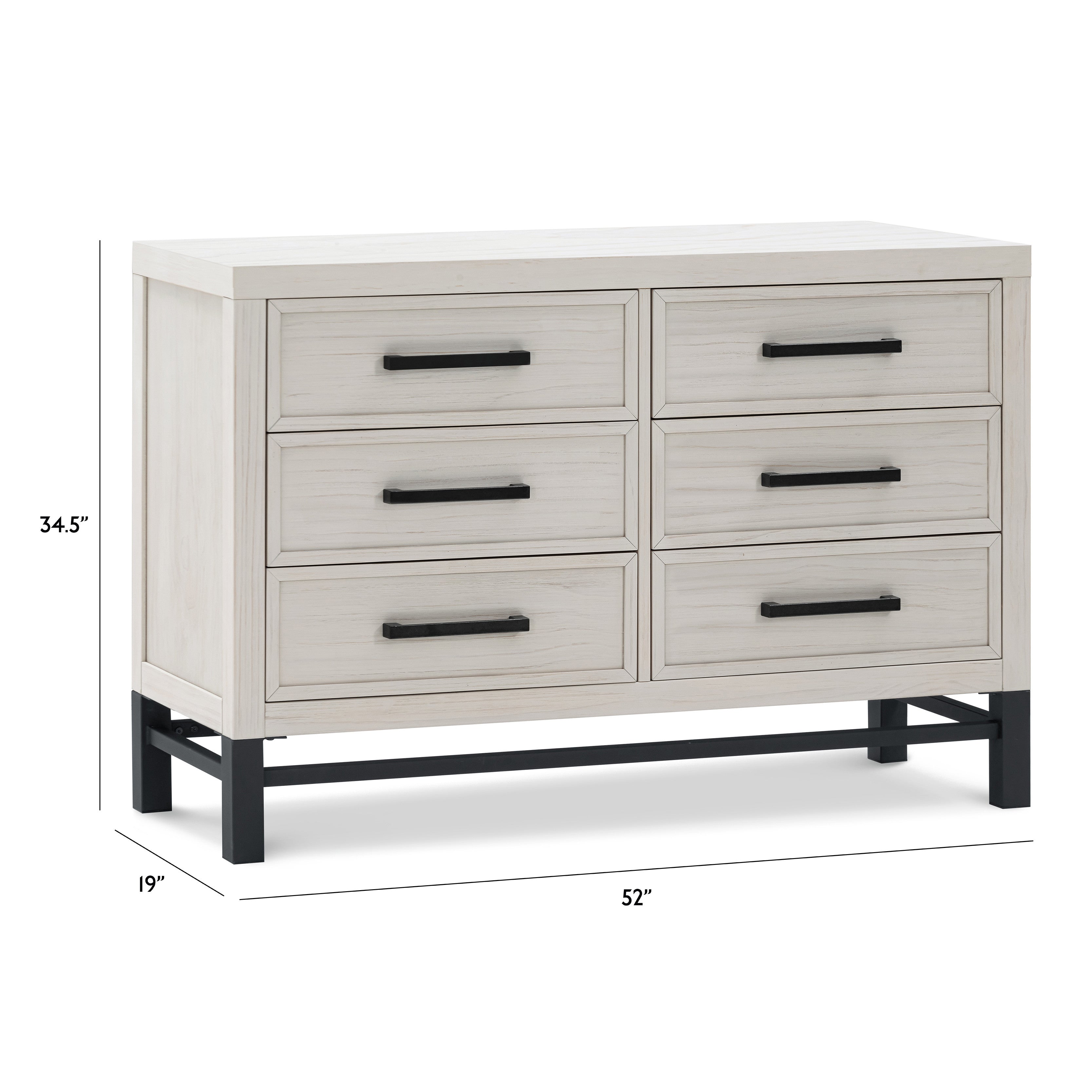 B25816WDF,Monogram by Namesake,Newbern 6-Drawer Assembled Dresser in White Driftwood