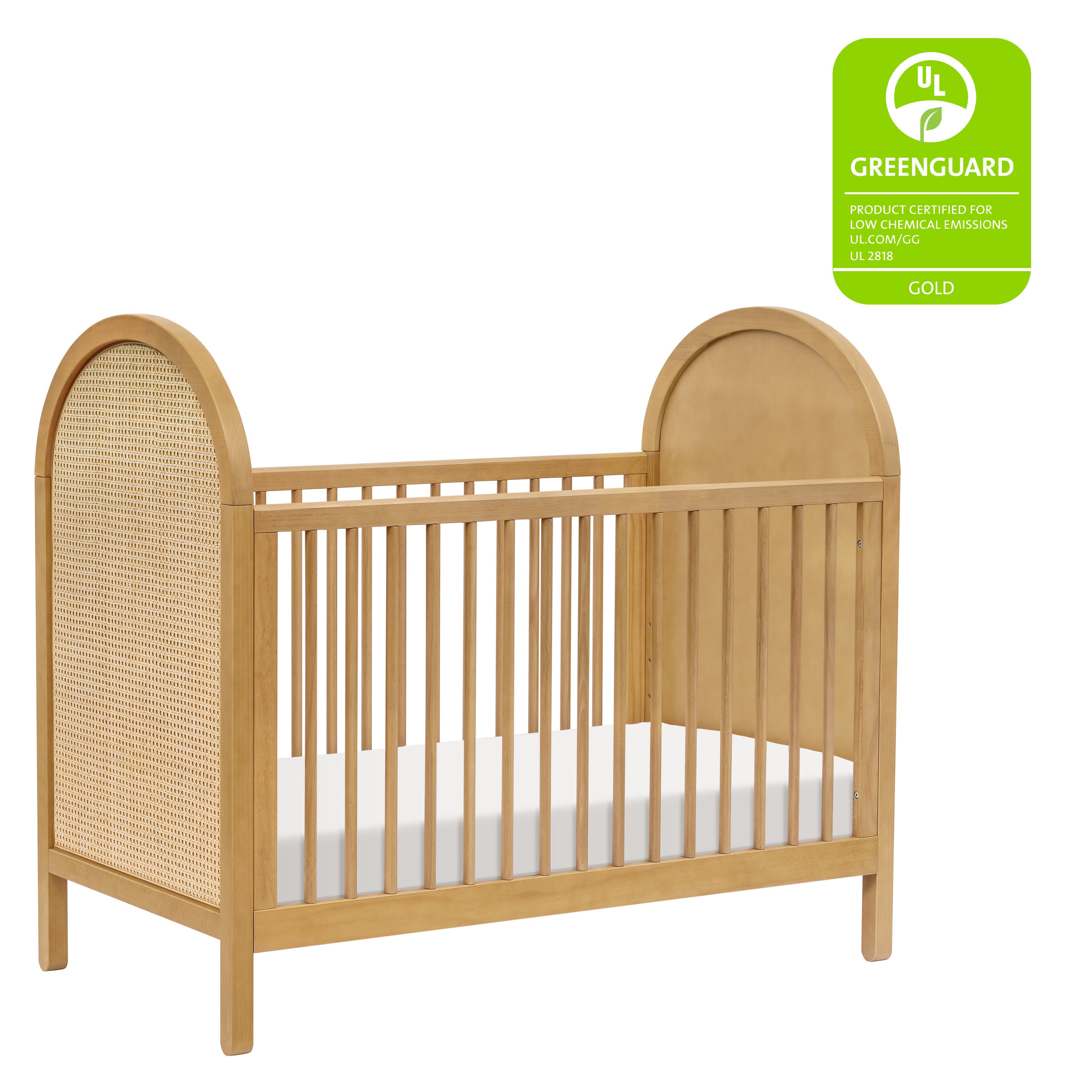 M25601HYNC,Babyletto,Bondi Cane 3-in-1 Convertible Crib w/Toddler Bed Kit in Honey with Natural Cane