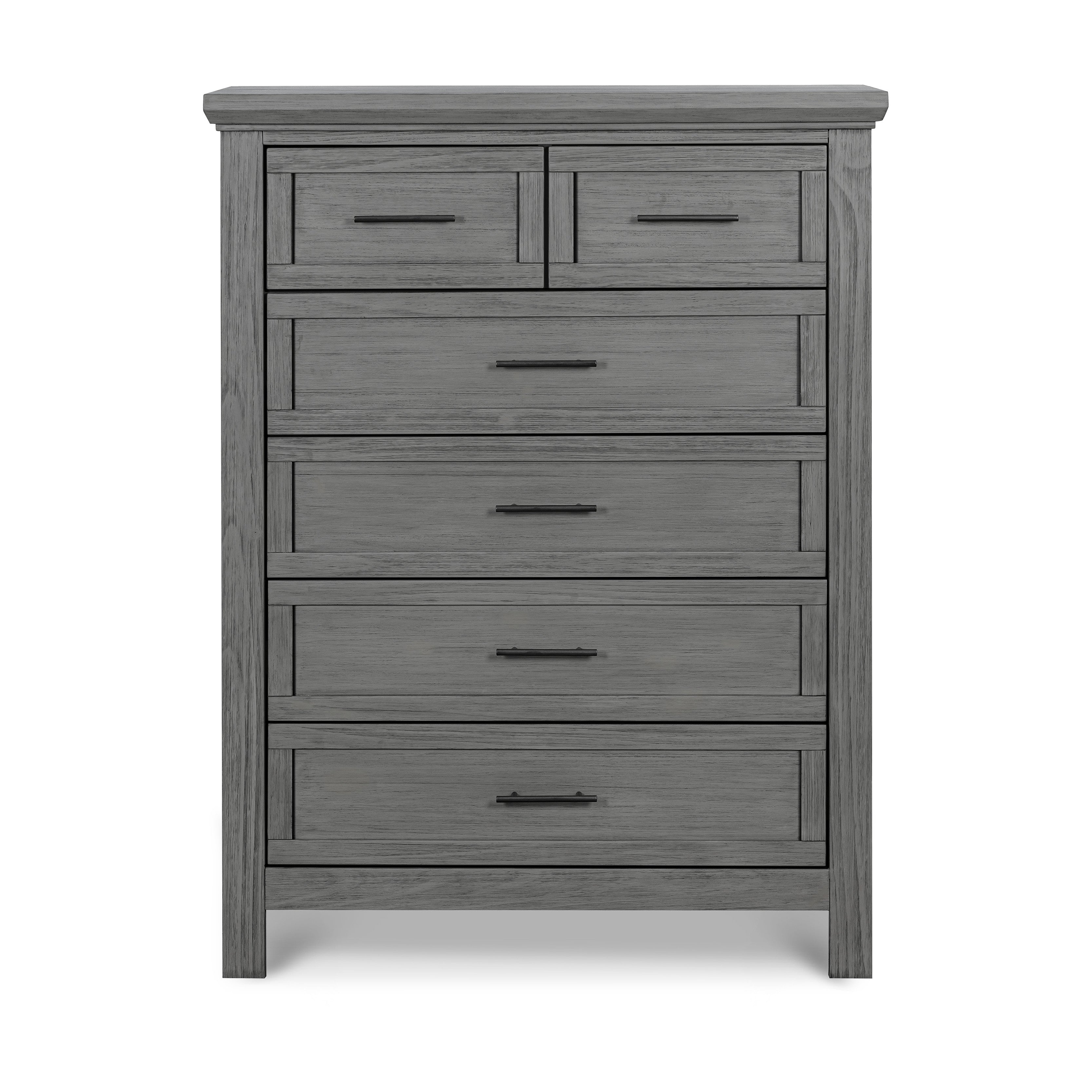 B14525WC,Monogram by Namesake,Emory Farmhouse 6-Drawer Chest in Weathered Charcoal