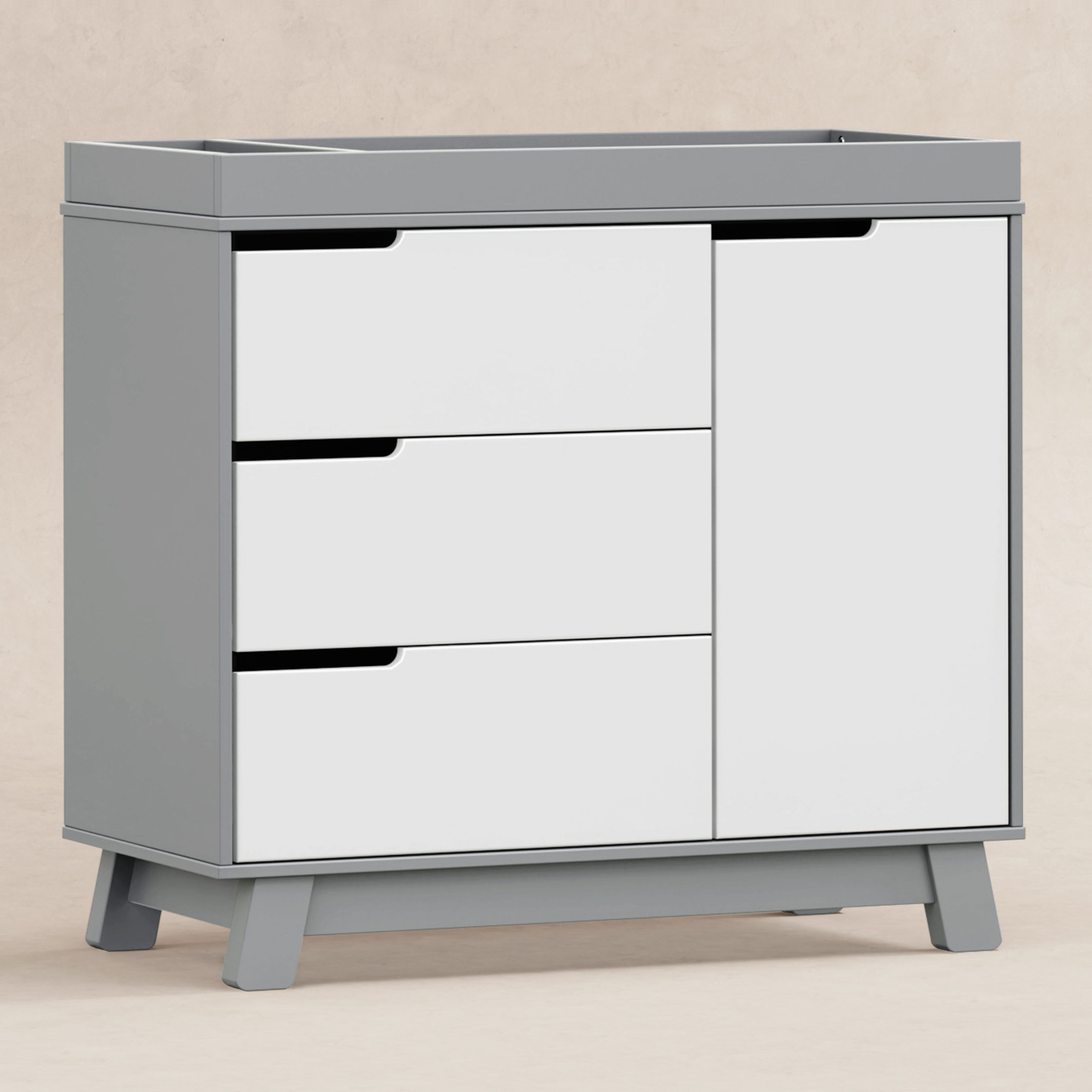 M4223GW,Babyletto,Hudson 3-Drawer Changer Dresser w/Removable Changing Tray in Grey/White