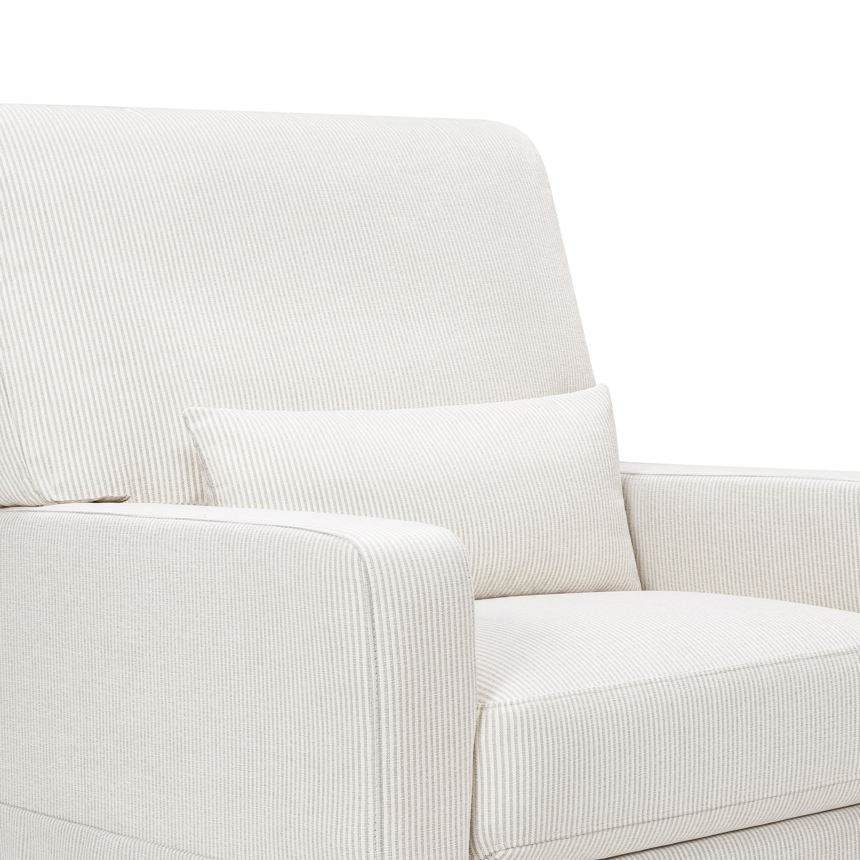 M21787FCS,Namesake,Crawford Pillowback Comfort Swivel Glider in Fog Chatham Stripe Performance Eco-Weave