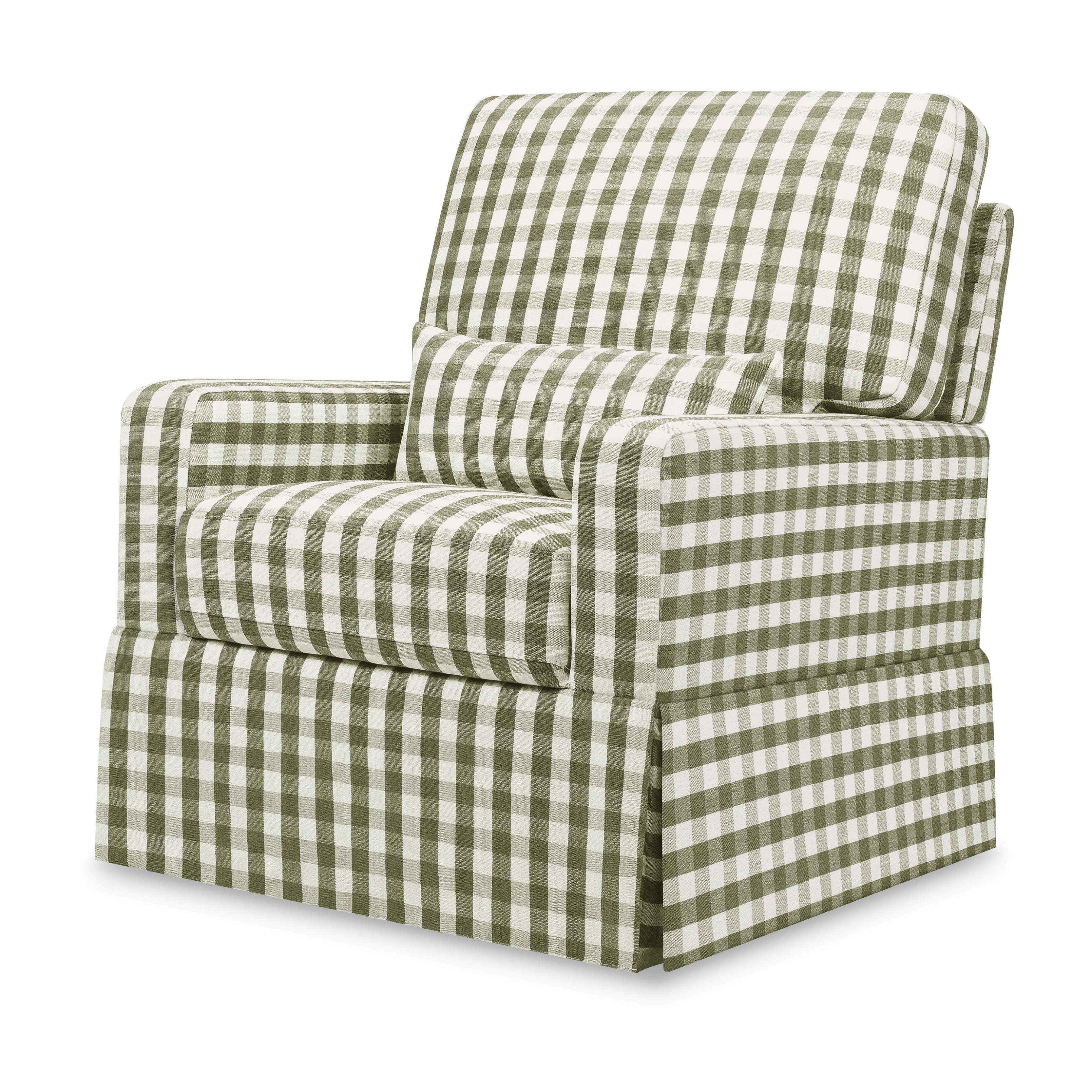 M21787GGH,Namesake,Crawford Pillowback Comfort Swivel Glider in Green Gingham