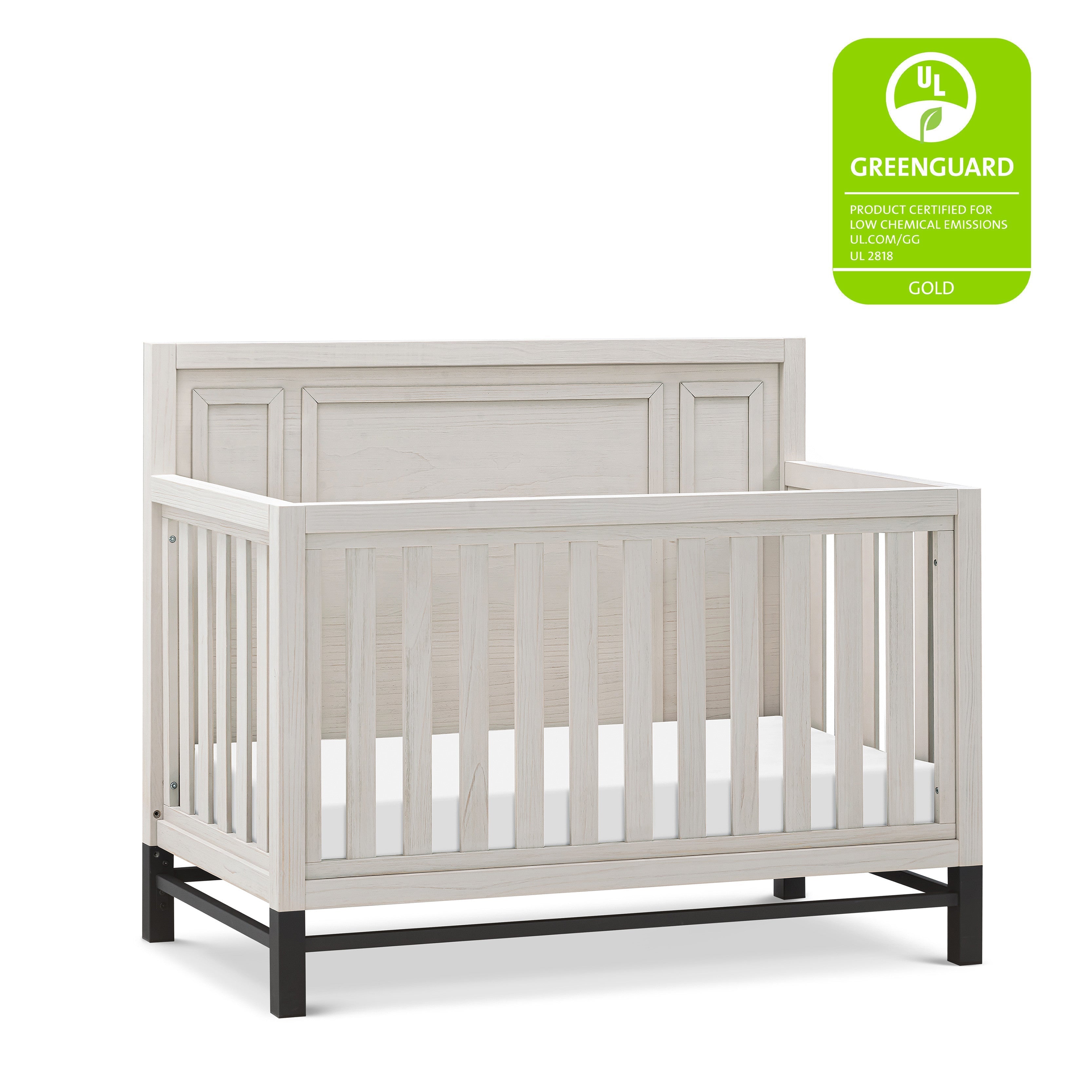 B25801WDF,Monogram by Namesake,Newbern 4-in-1 Convertible Crib in White Driftwood