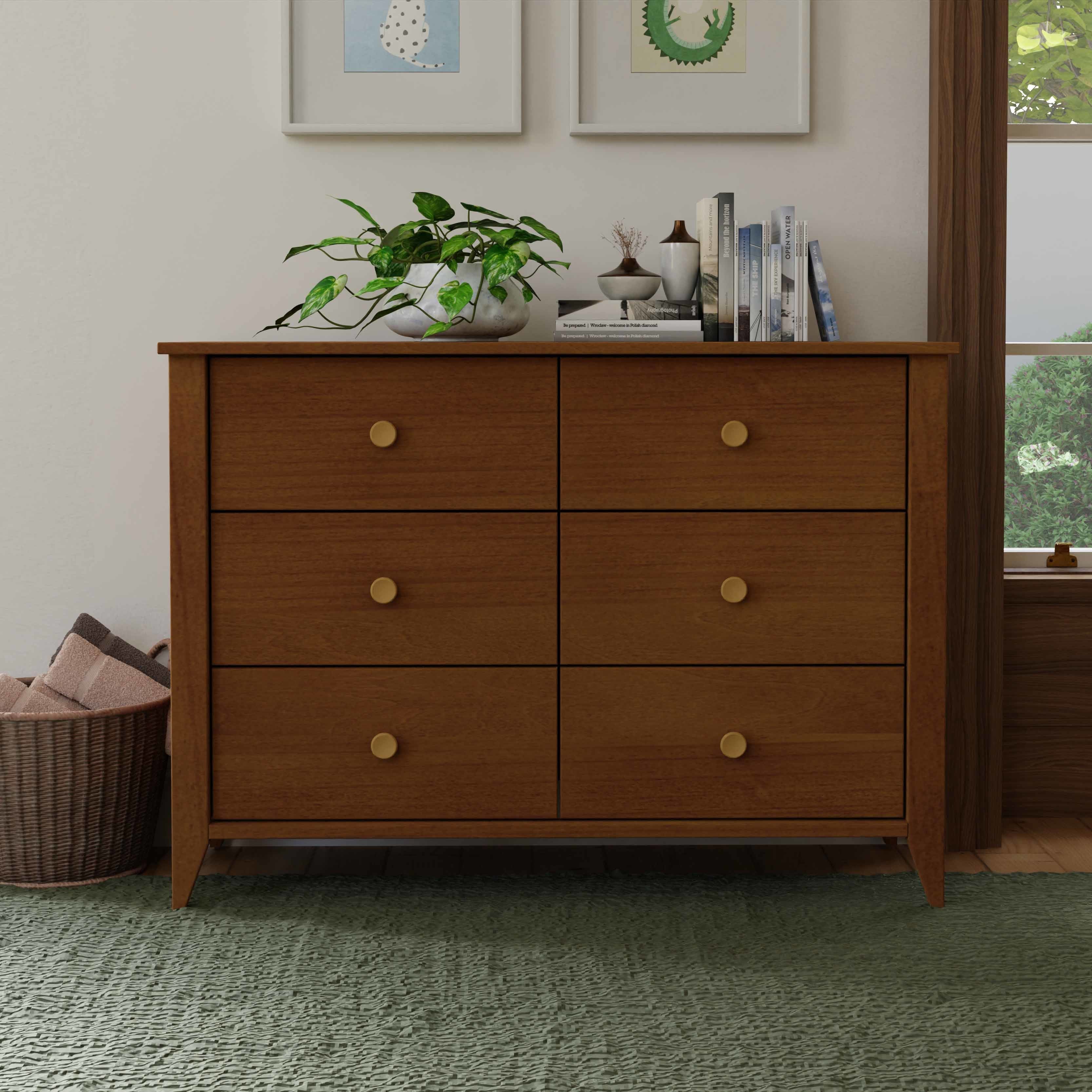 M10326CTN,Babyletto,Sprout 6-Drawer Double Dresser in Chestnut and Natural