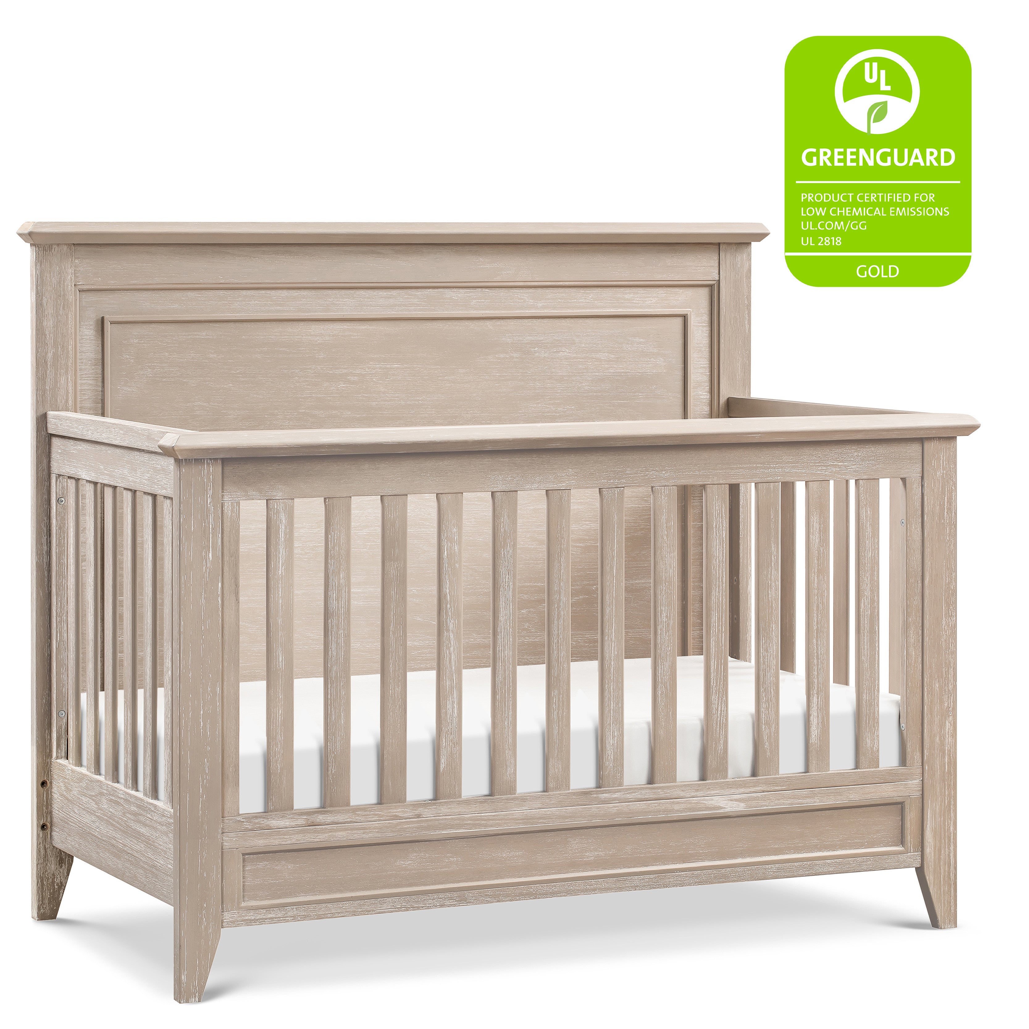 M24401SDB,Monogram by Namesake,Beckett Rustic 4-in-1 Convertible Flat Top Crib in Sandbar